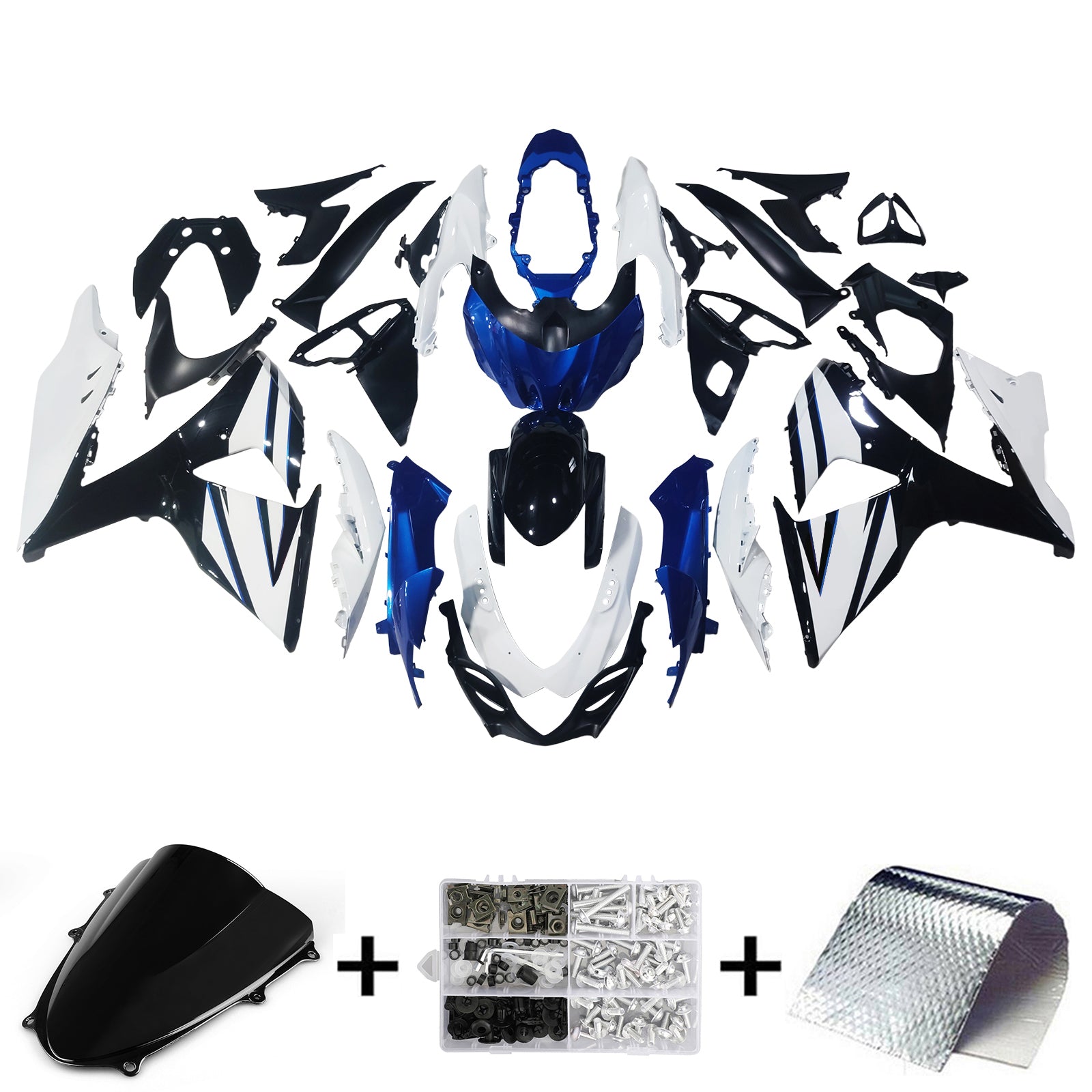 Amotopart 2009-2016 K9 GSXR1000 Suzuki Blue&White Style2 Fairing Kit