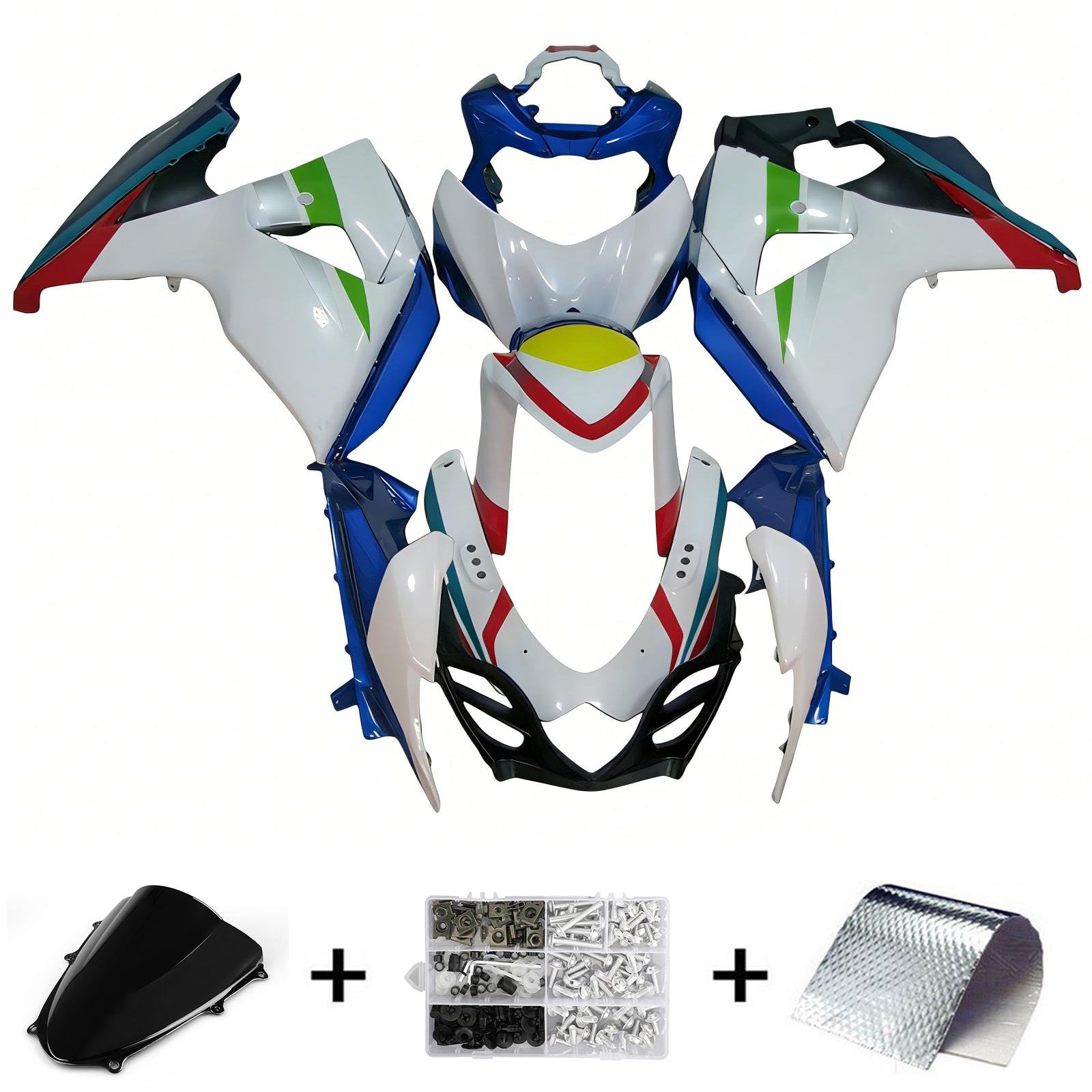 Amotopart 2009-2016 K9 GSXR1000 Suzuki Kit carena blu e verde