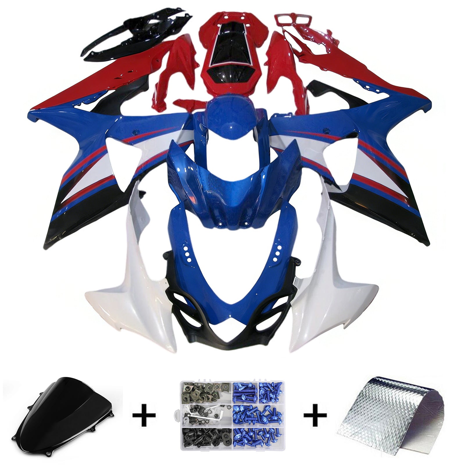 Amotopart 2009-2016 K9 GSXR1000 Suzuki Blau&Rotes Verkleidungsset