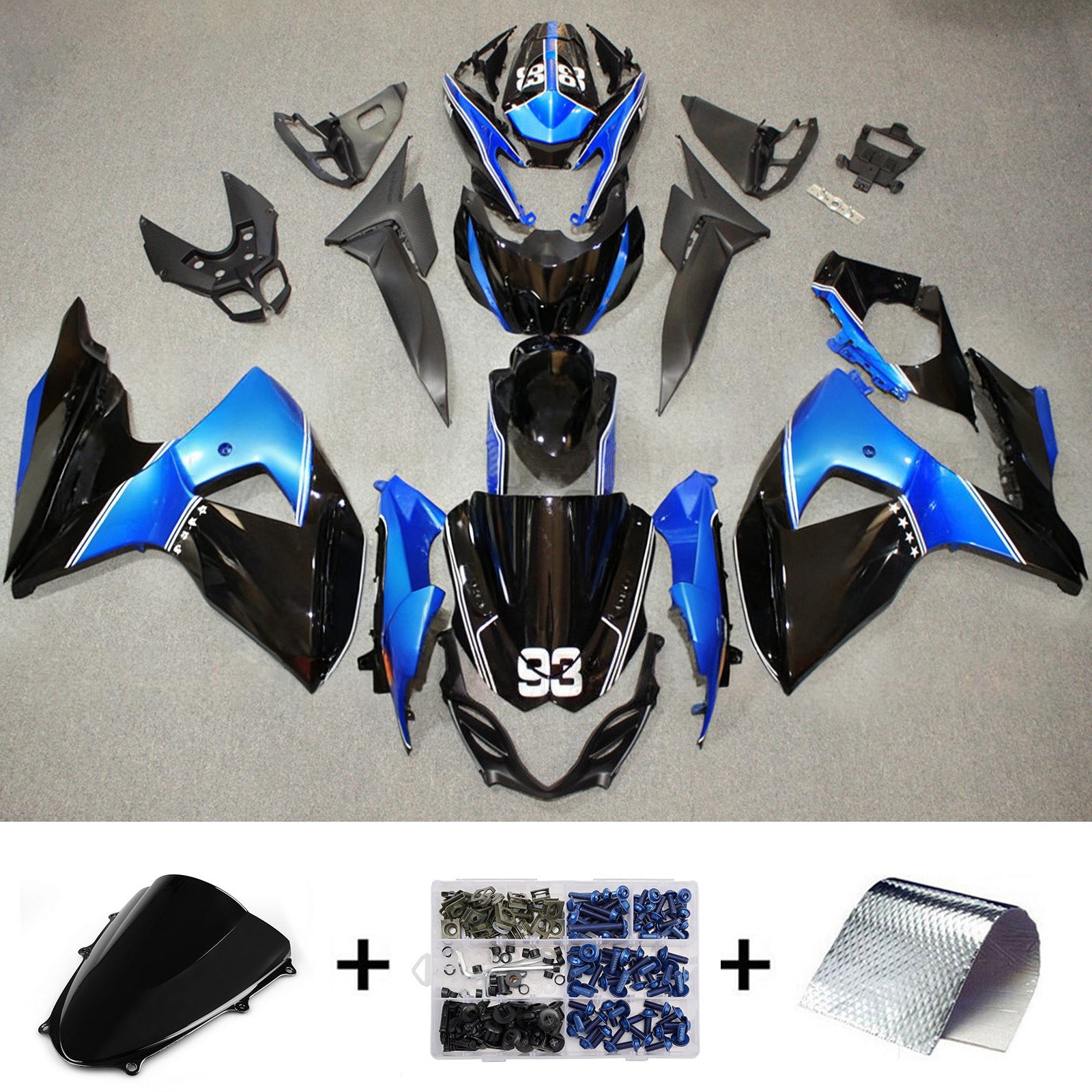 Amotopart 2009-2016 Suzuki GSXR1000 Black Blue White Fairing Kit