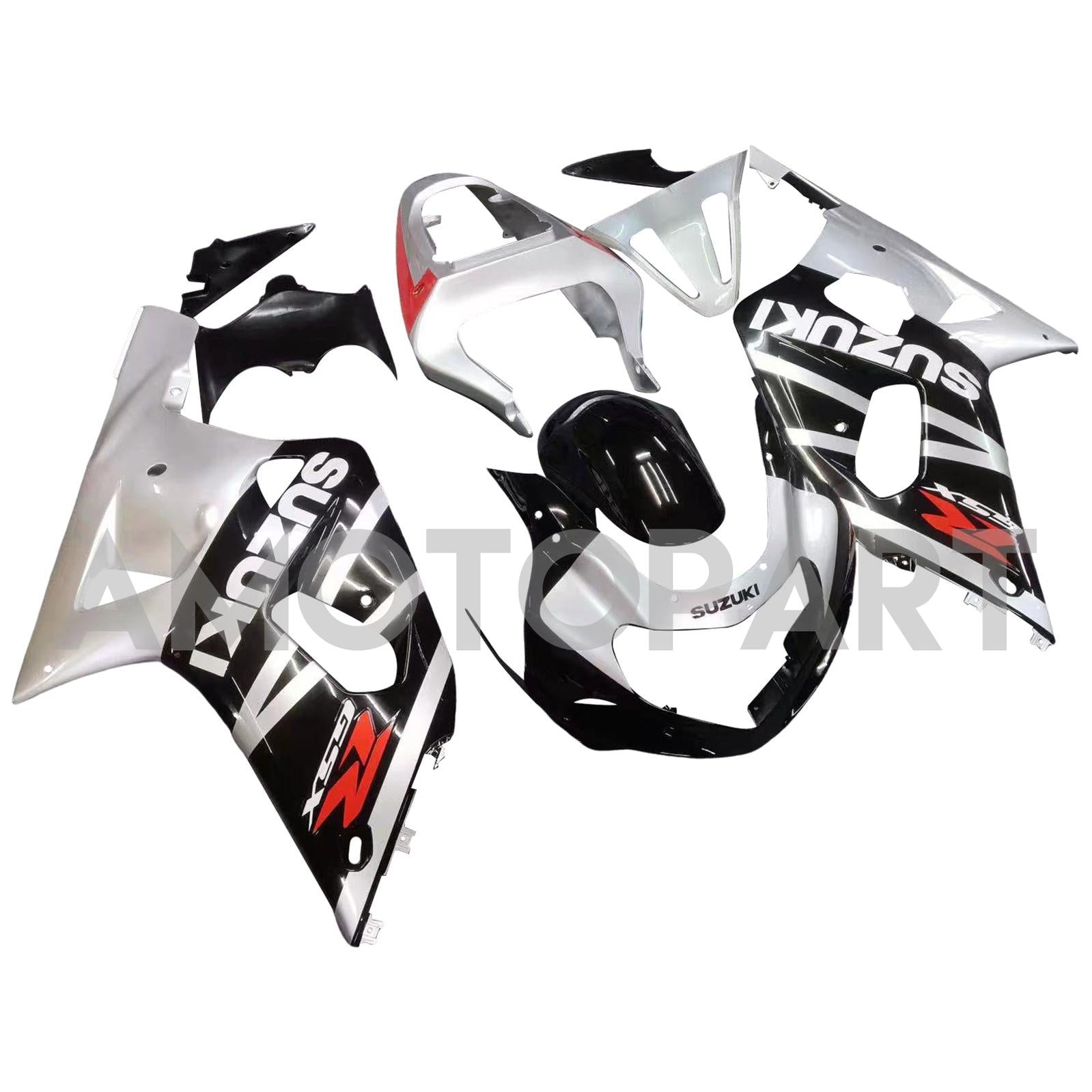Amotopart Suzuki 01-03 GSXR600 & 00-03 GSXR750 Black Silver GSXR Racing Fairing Kit