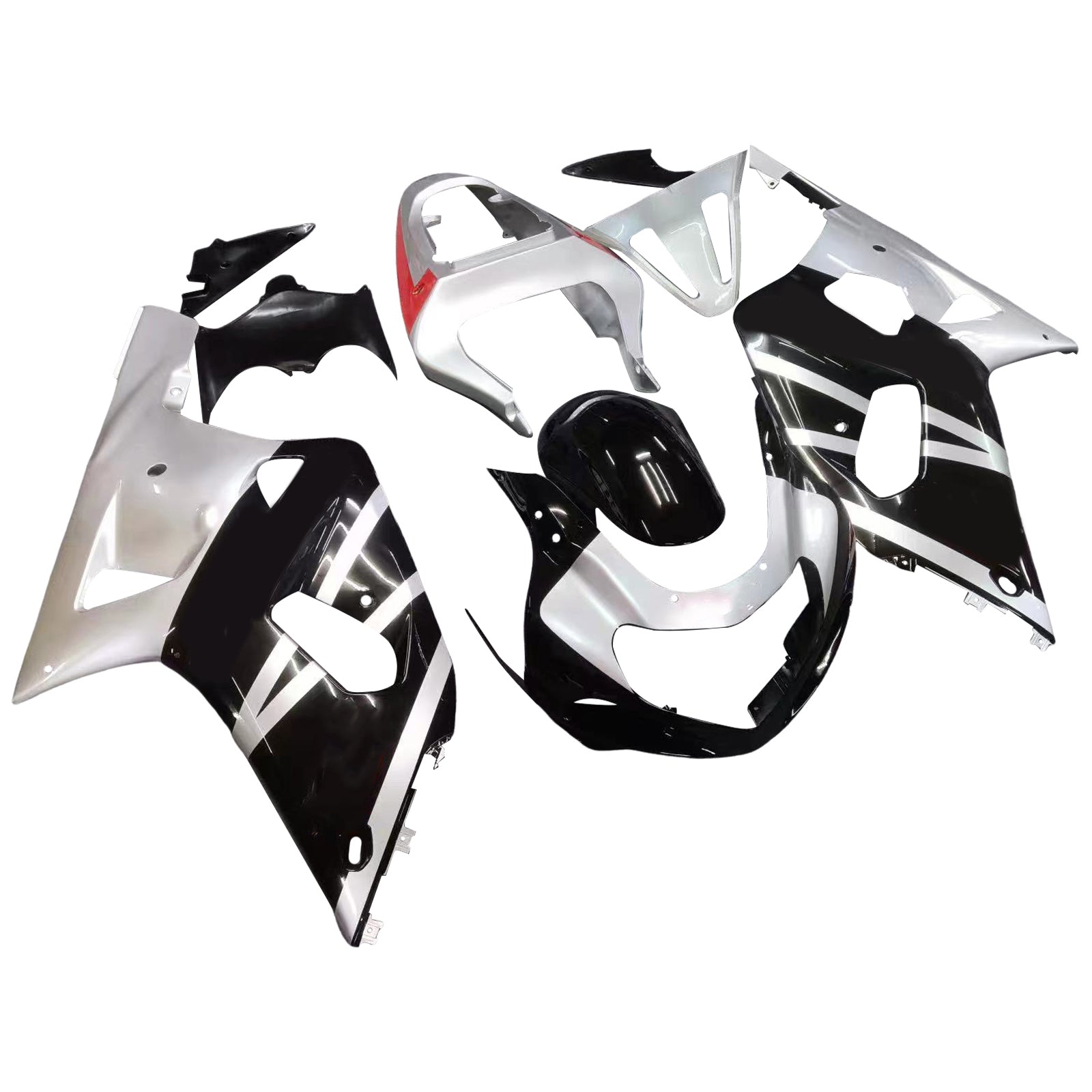 Amotopart Suzuki 01-03 GSXR600 & 00-03 GSXR750 Black Silver GSXR Racing Fairing Kit