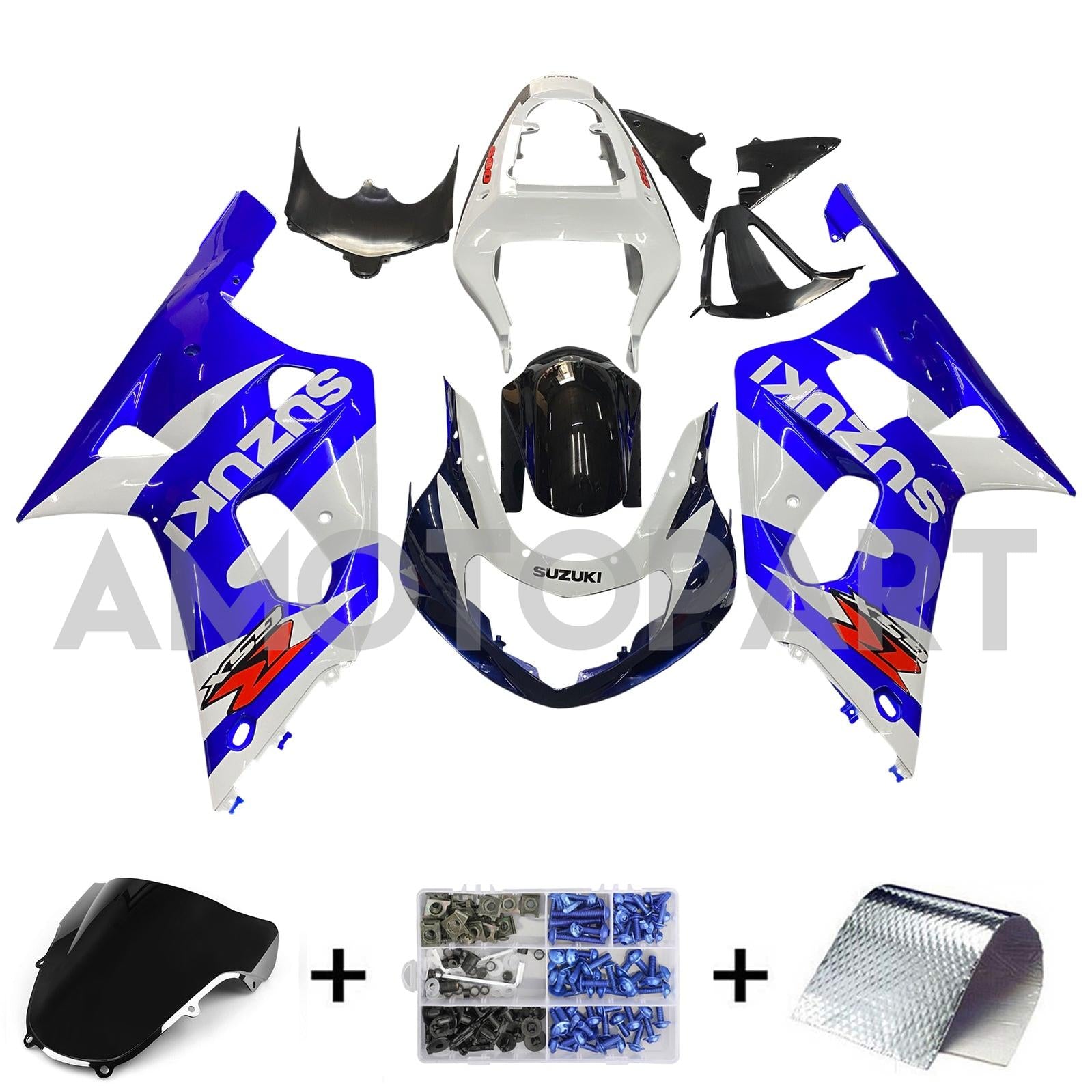 Amotopart Suzuki 01-03 GSXR600 & 00-03 GSXR750 Blue White Fairing Kit