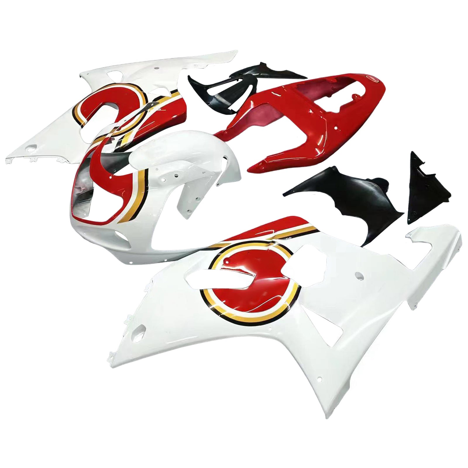 Amotopart Suzuki 01-03 GSXR600 & 00-03 GSXR750 heldige streik Racin White Red Fairing Kit