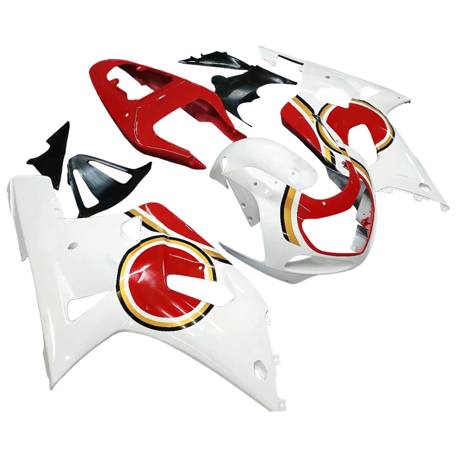 Amotopart Suzuki 01-03 GSXR600 & 00-03 GSXR750 heldige streik Racin White Red Fairing Kit