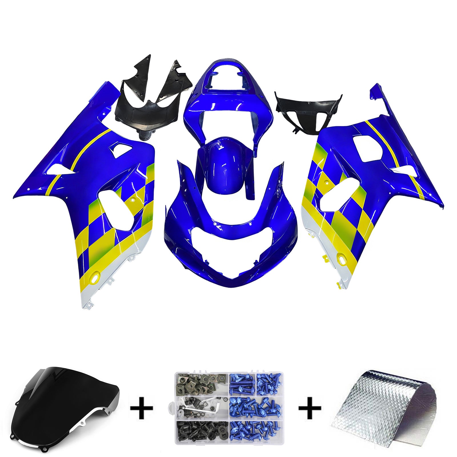 Amotopart Suzuki 01-03 GSXR600 & 00-03 GSXR750 Blue Fairing Kit