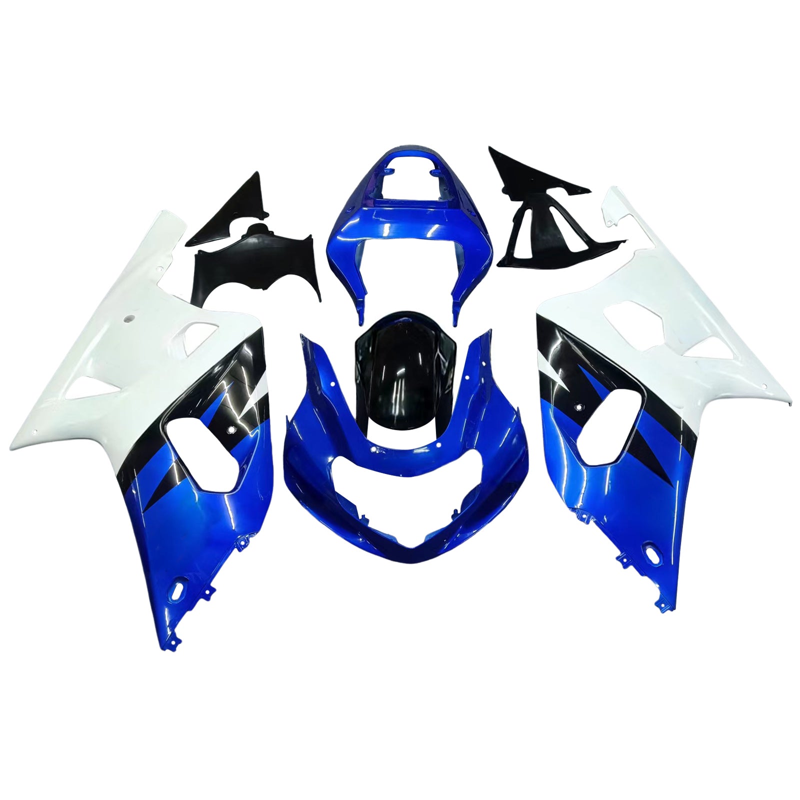 Amotopart Suzuki 01-03 GSXR600 & 00-03 GSXR750 White Blue Fairing Kit