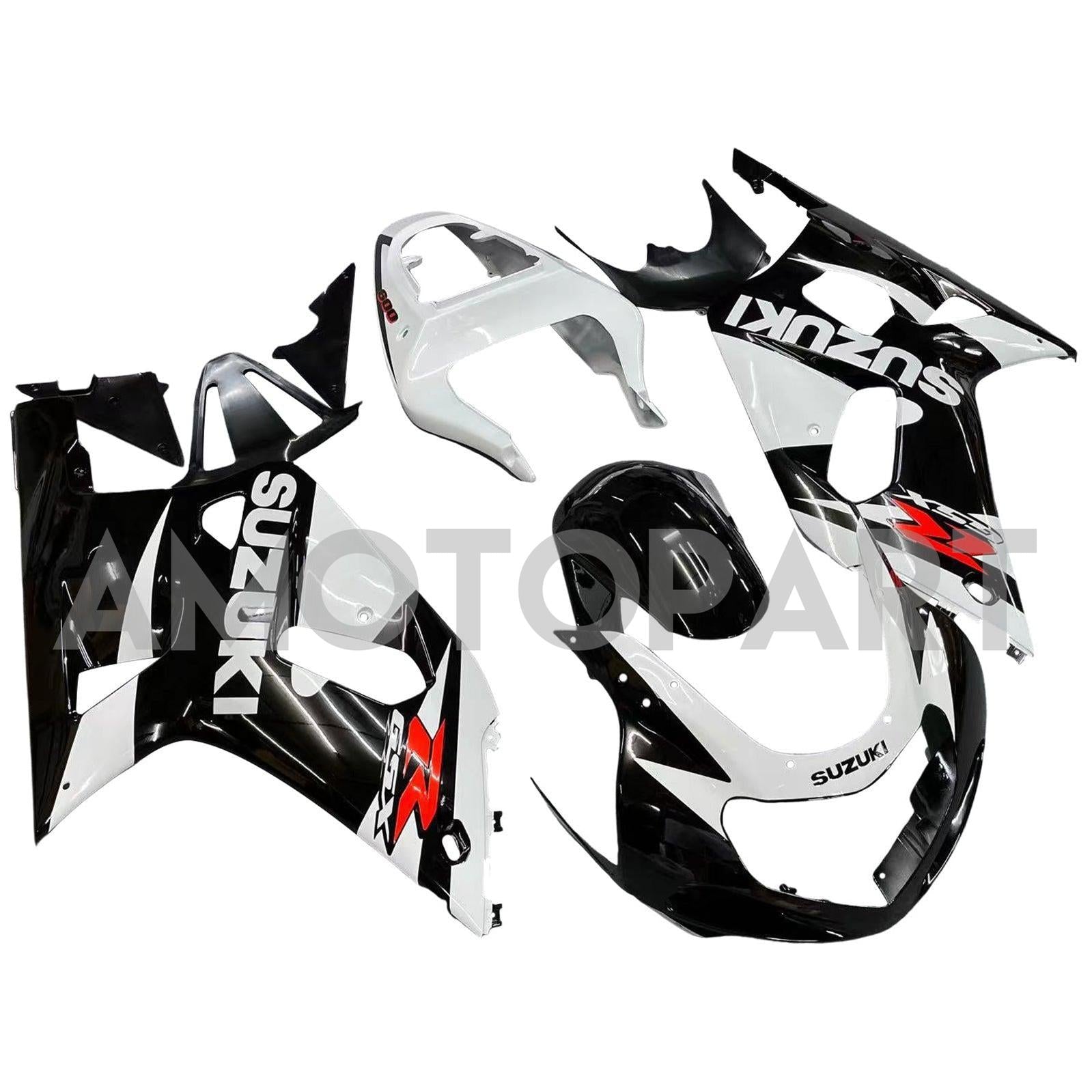Amotopart Suzuki 01-03 GSXR600 & 00-03 GSXR750 Black White GSXR Racing Fairing Kit