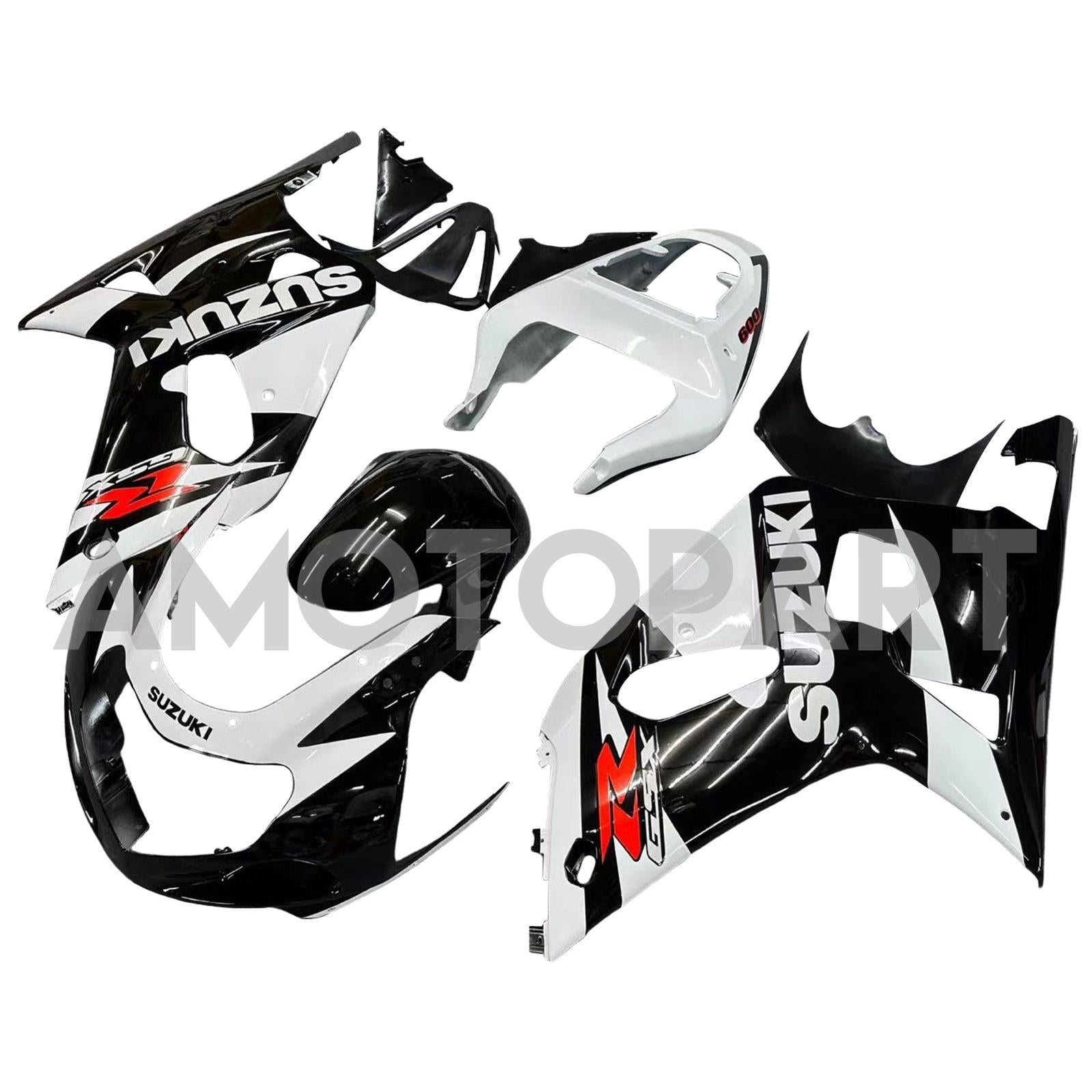 Amotopart Suzuki 01-03 GSXR600 & 00-03 GSXR750 Black White GSXR Racing Fairing Kit