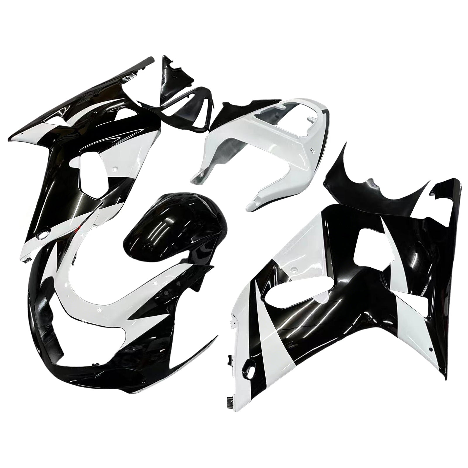 Amotopart Suzuki 01-03 GSXR600 & 00-03 GSXR750 Black White Fairing Kit
