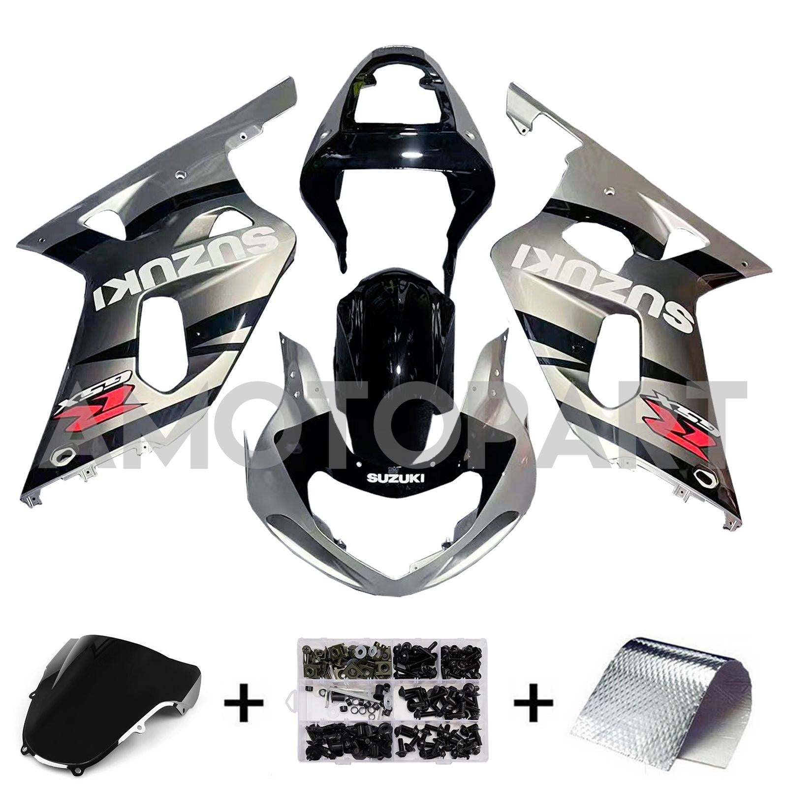 Amotopart Suzuki 01-03 GSXR600 & 00–03 GSXR750 2-Tone GSXR Racing Silber Verkleidungssatz