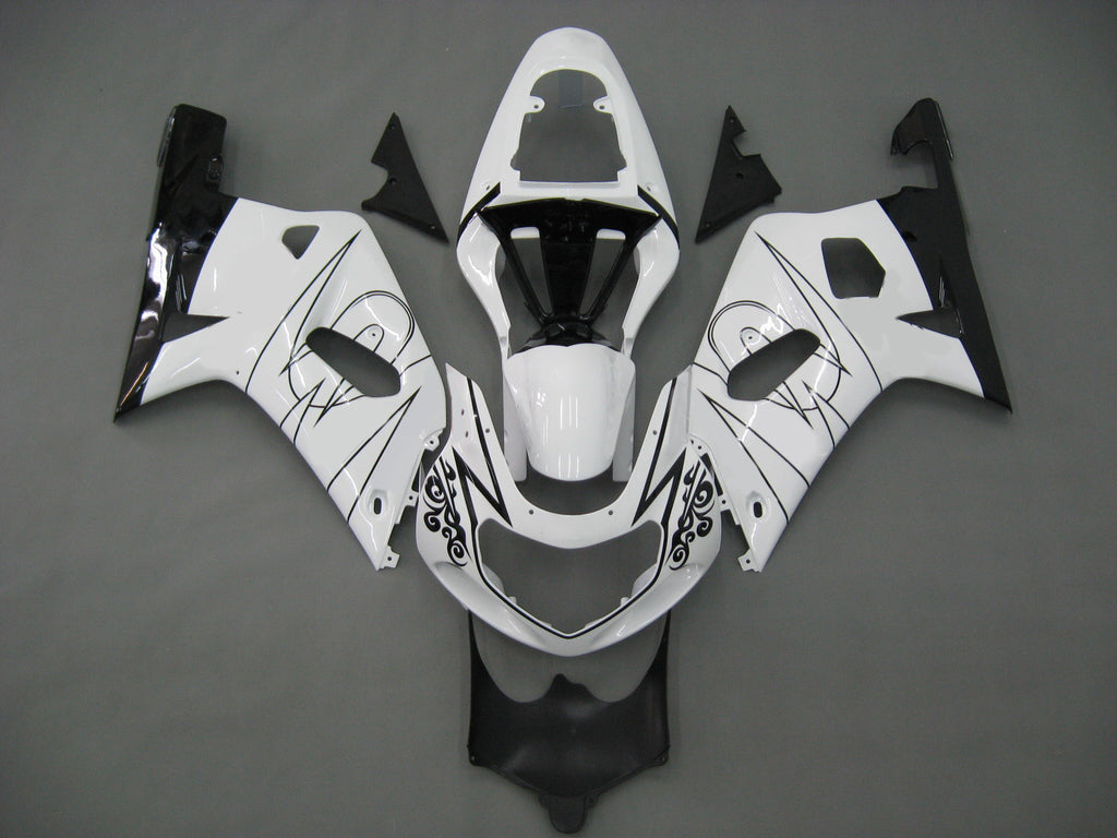 Amotopart Suzuki 01-03 GSXR600 & 00-03 GSXR750 White Black Fairing Kit