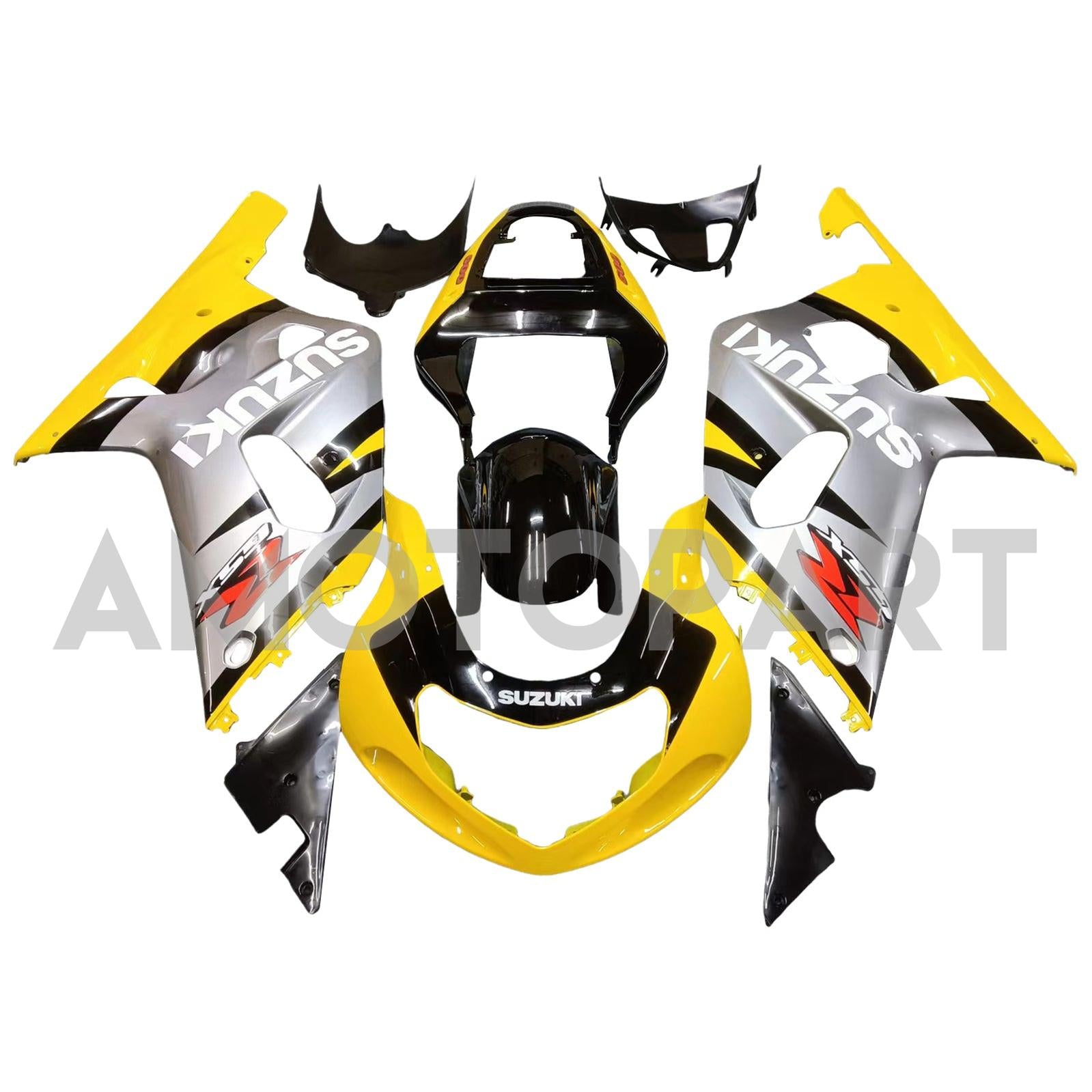 Amotopart Suzuki 01-03 GSXR600 & 00-03 GSXR750 Yellow Silver GSXR Racing Fairing Kit