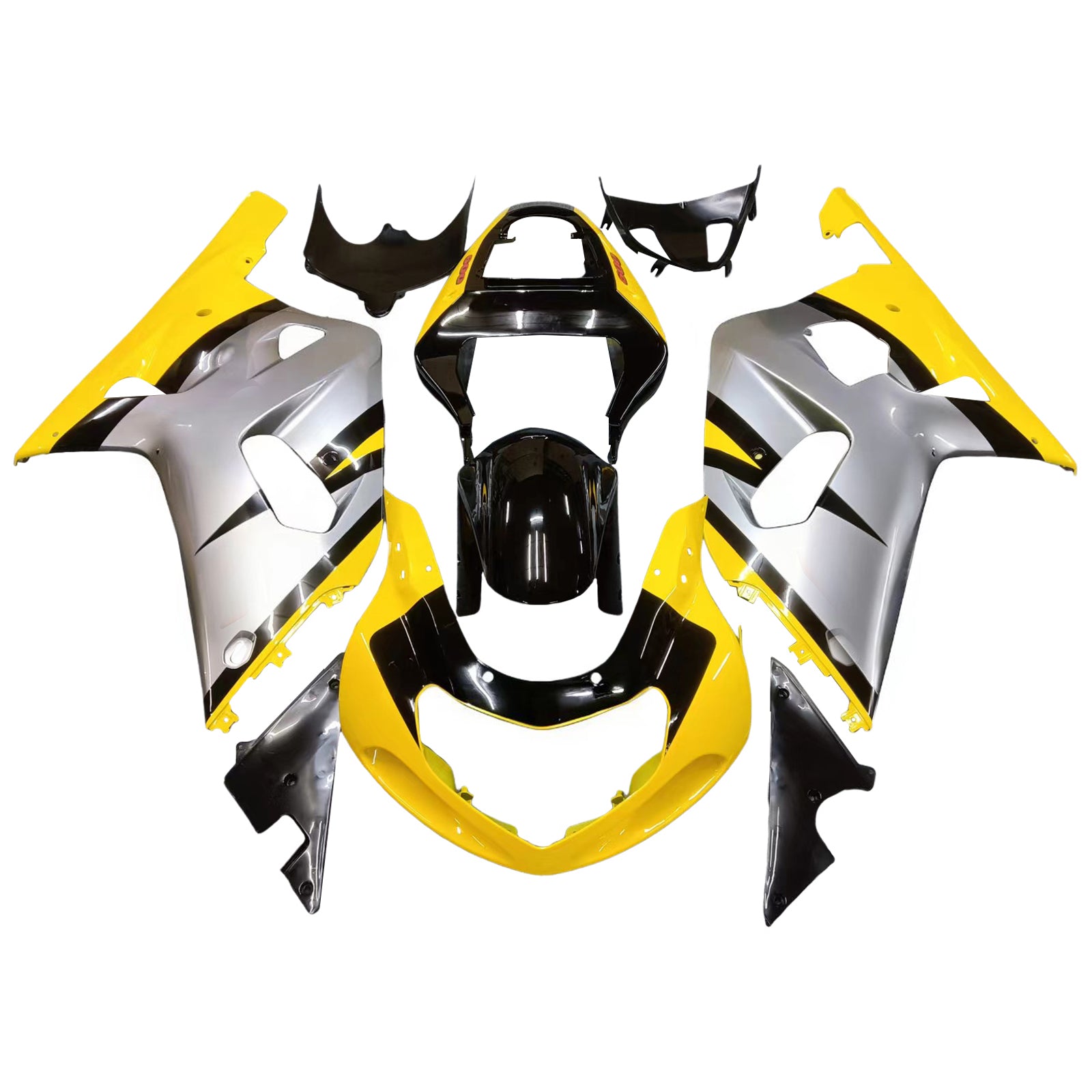 Amotopart Suzuki 01-03 GSXR600 & 00-03 GSXR750 Yellow Silver GSXR Racing Fairing Kit