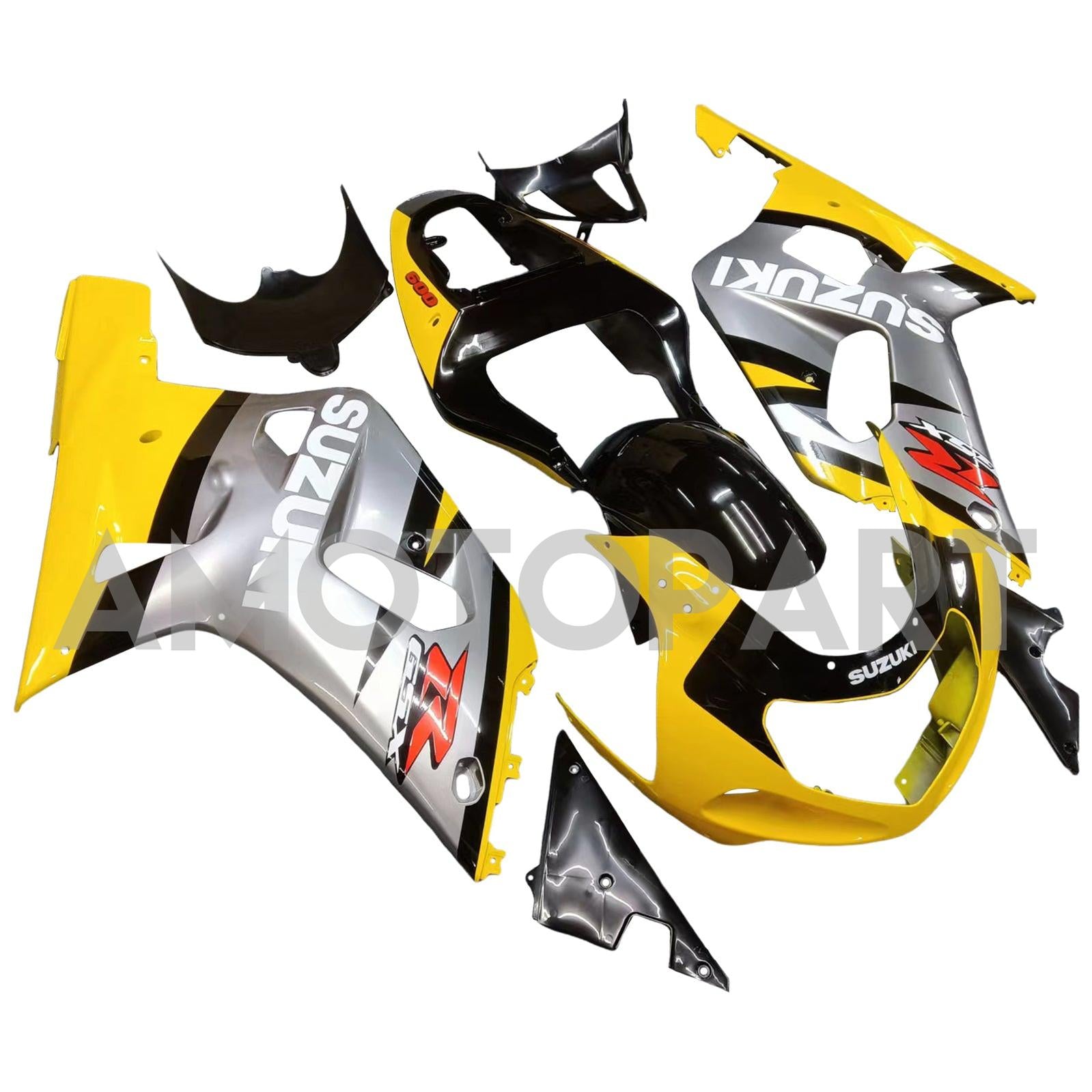 Amotopart Suzuki 01-03 GSXR600 & 00-03 GSXR750 Yellow Silver GSXR Racing Fairing Kit