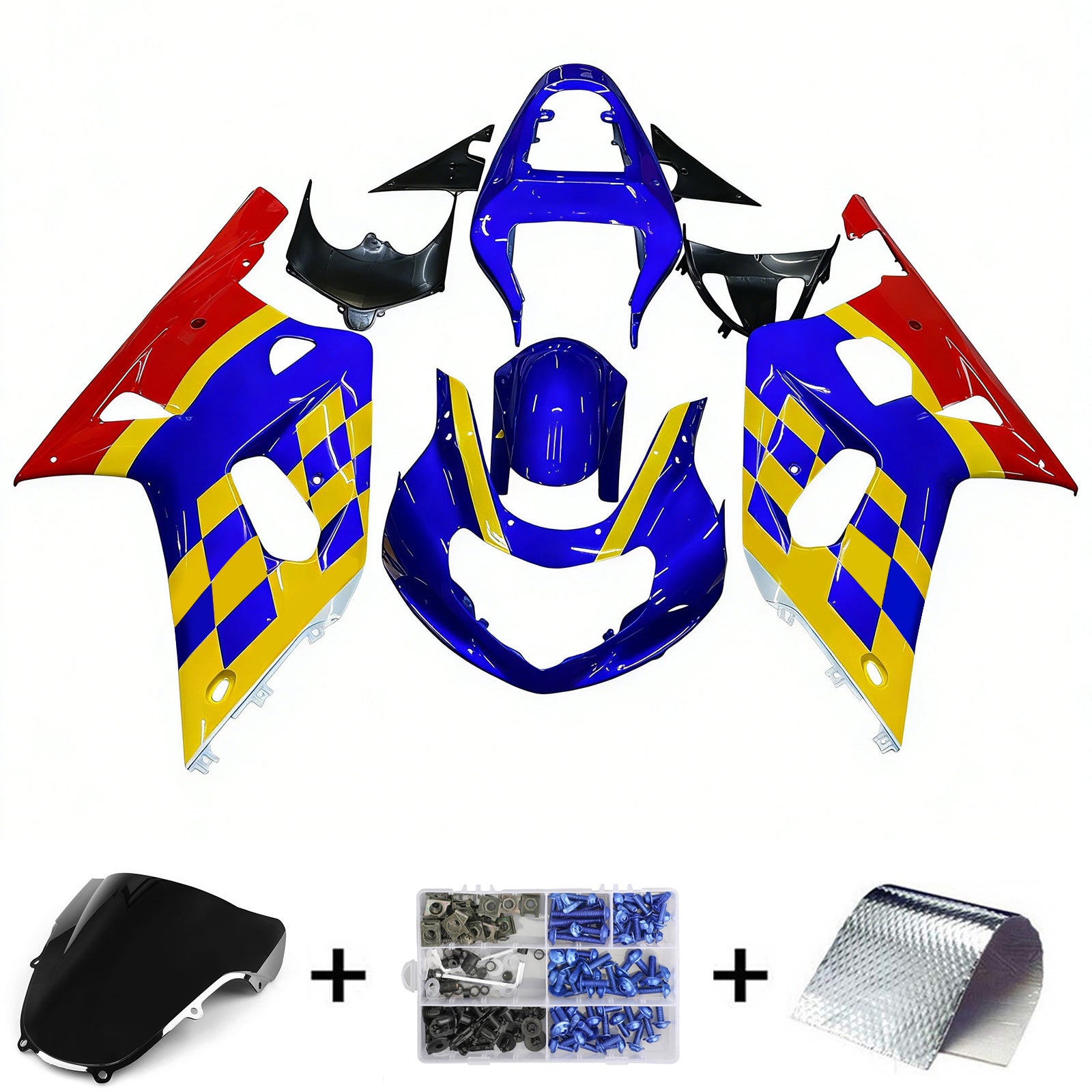 Amotopart Suzuki 01-03 GSXR600 & 00-03 GSXR750 Rádium Blue Yellow Multi Kit
