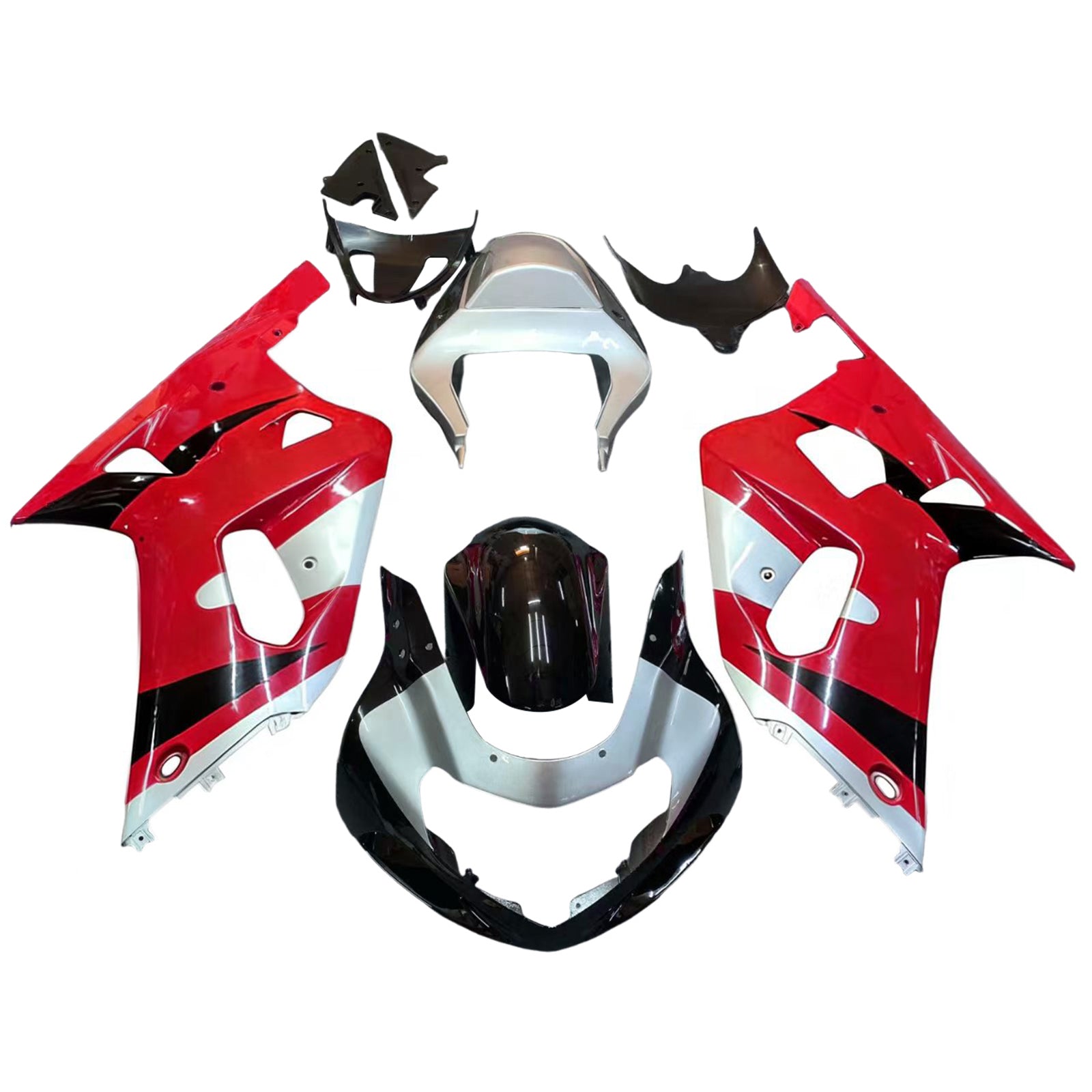 Amotopart Suzuki 01-03 GSXR600 & 00-03 GSXR750 Racing Red Silver Fairing Kit