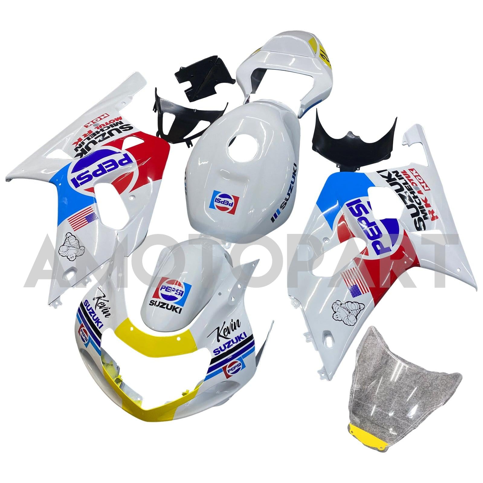 Amotopart Suzuki 01-03 GSXR600 & 00-03 GSXR750 Pepsi White Red Blue Fairing Kit