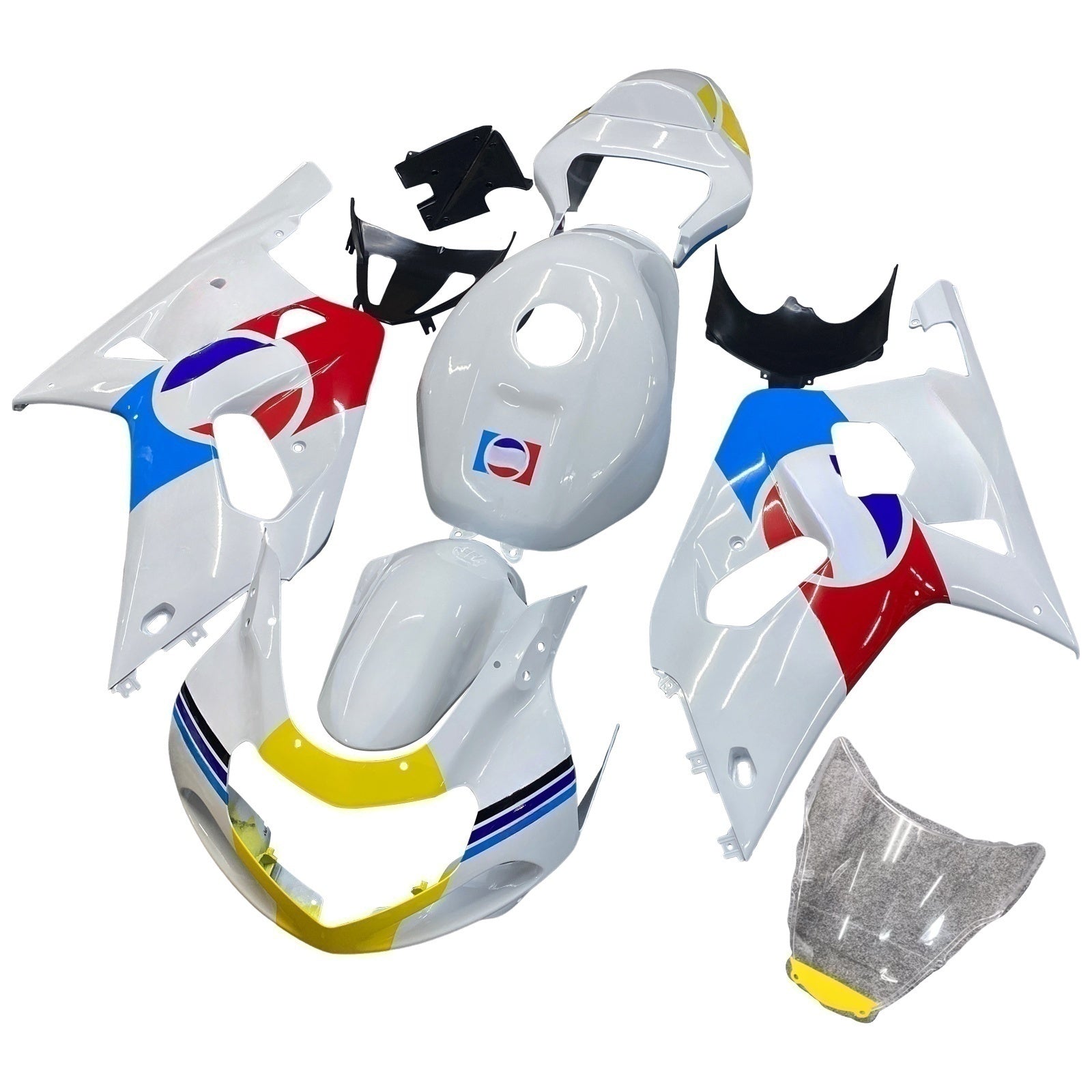 Amotopart Suzuki 01-03 GSXR600 & 00-03 GSXR750 White Red Blue Fairing Kit