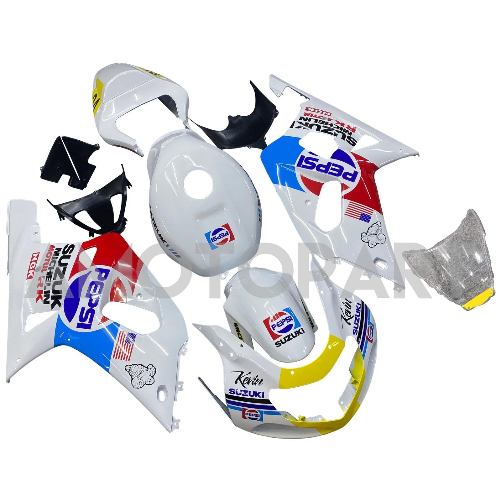 Amotopart Suzuki 01-03 GSXR600 & 00-03 GSXR750 Pepsi White Red Blue Fairing Kit