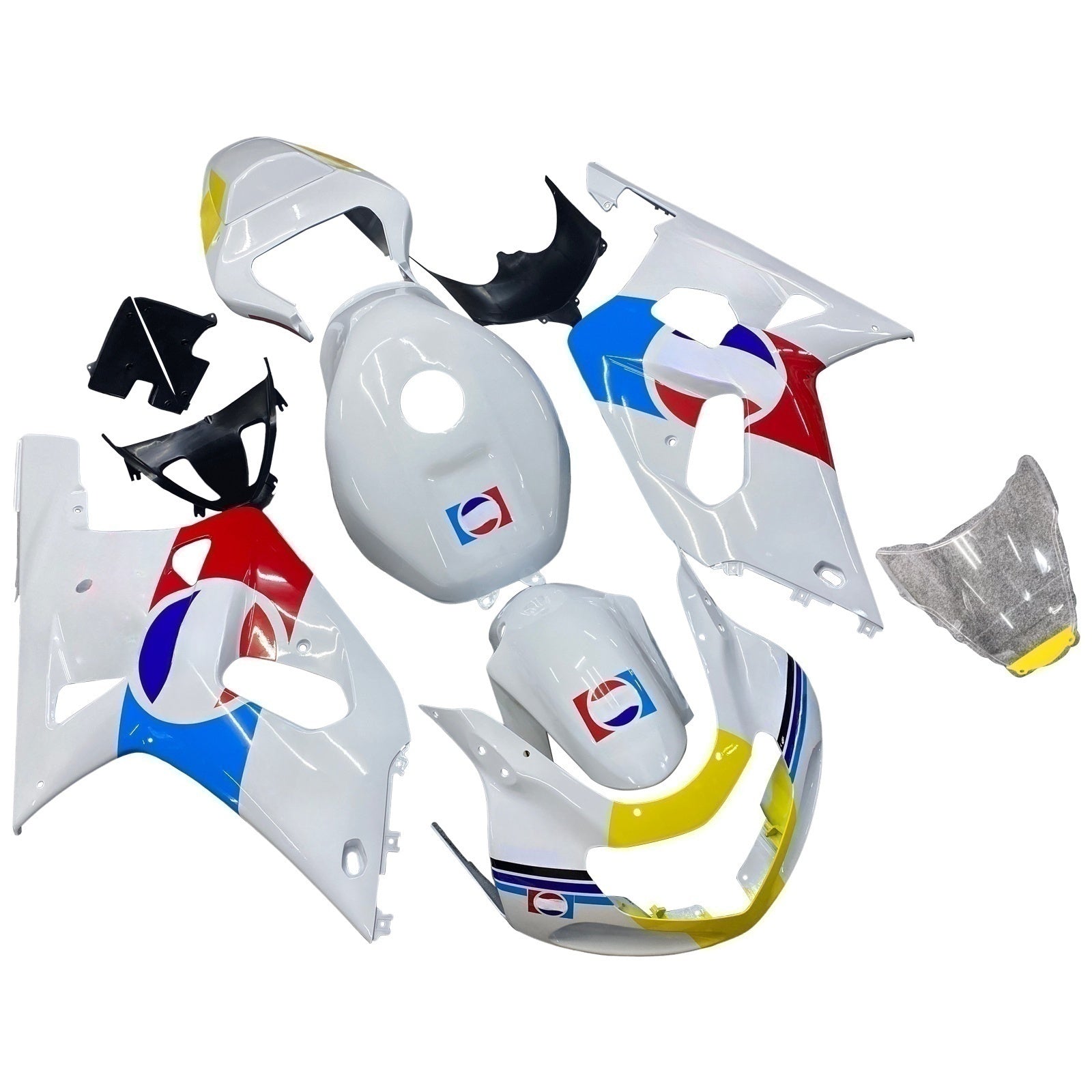 Amotopart Suzuki 01-03 GSXR600 & 00-03 GSXR750 White Red Blue Fairing Kit