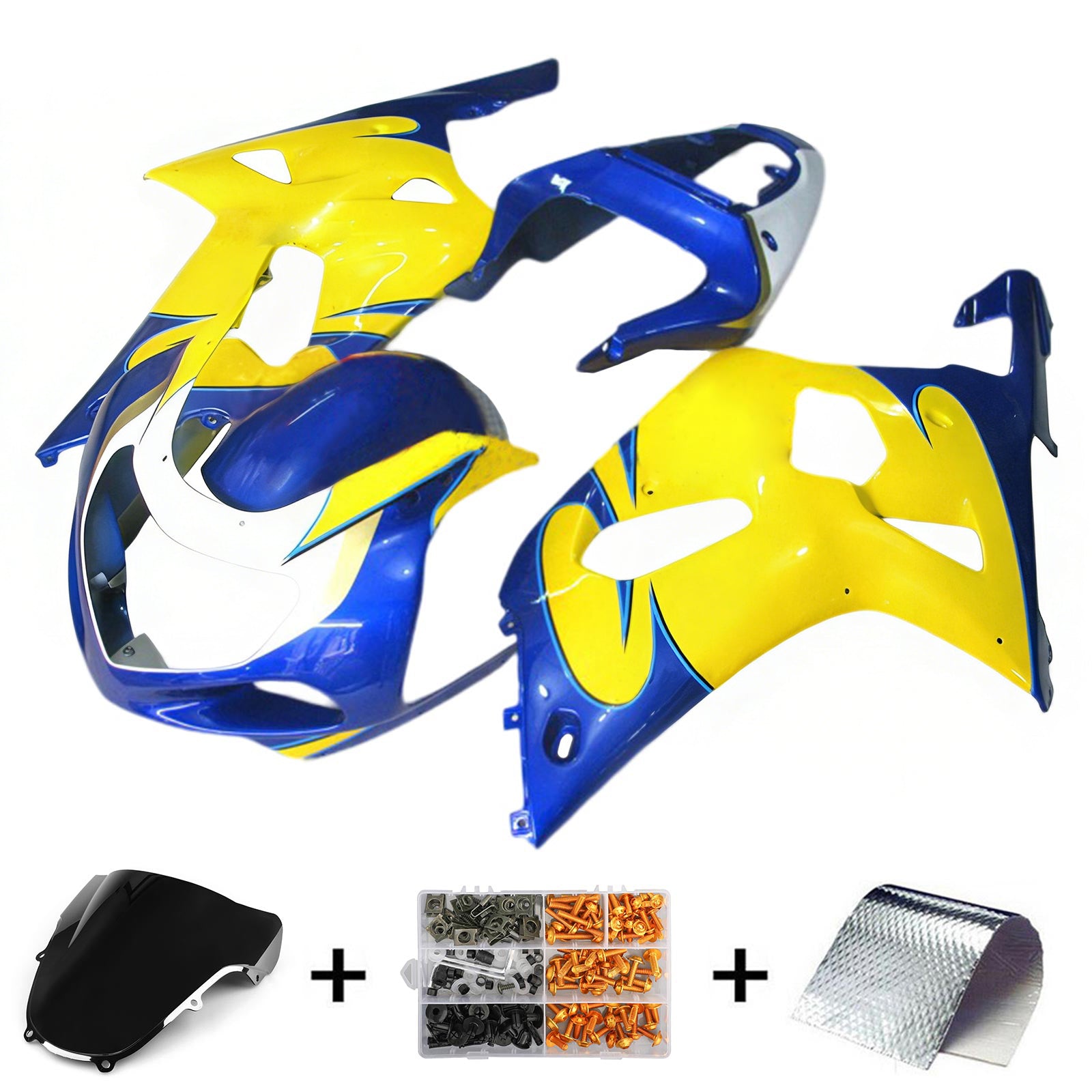 Amotopart Suzuki 01-03 GSXR600 & 00-03 GSXR750 Yellow Blue Fairing Kit