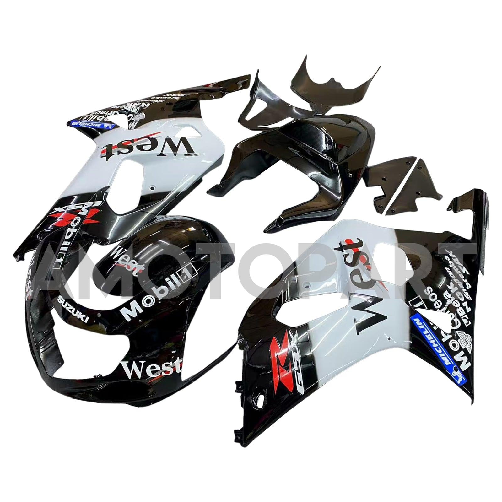 Amotopart 2001-2003 GSXR600 2000-2003 GSXR750 K1 Suzuki White&Black Fairing Kit