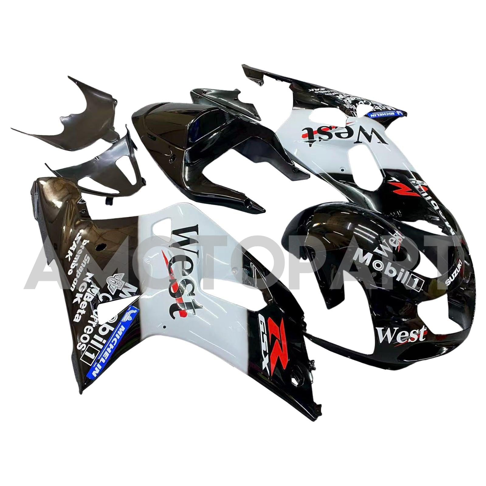 Amotopart 2001-2003 GSXR600 2000-2003 GSXR750 K1 Suzuki White&Black Fairing Kit