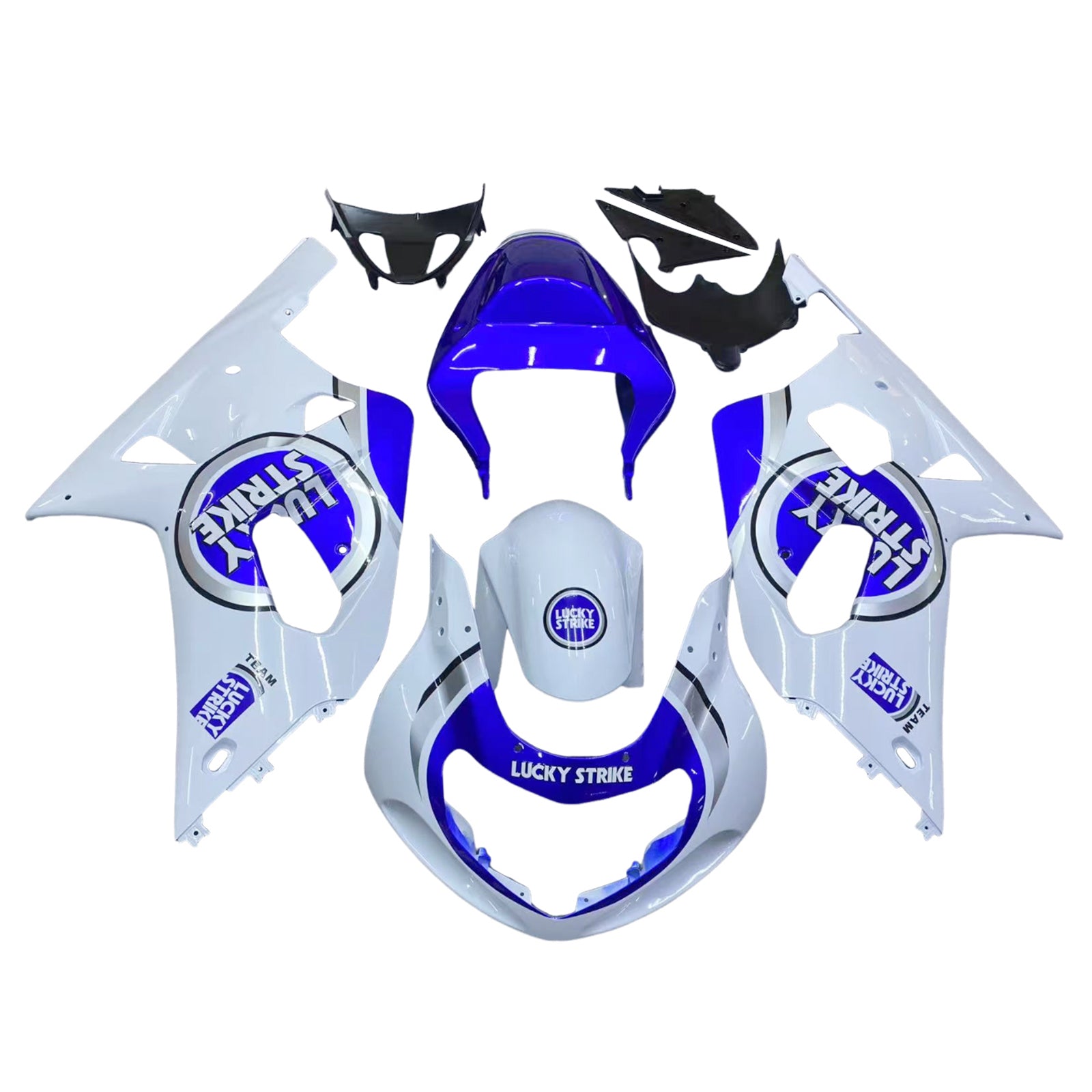 Amotopart 2001-2003 GSXR600 2000-2003 GSXR750 K1 Suzuki White with Blue Emblems Fairing Kit