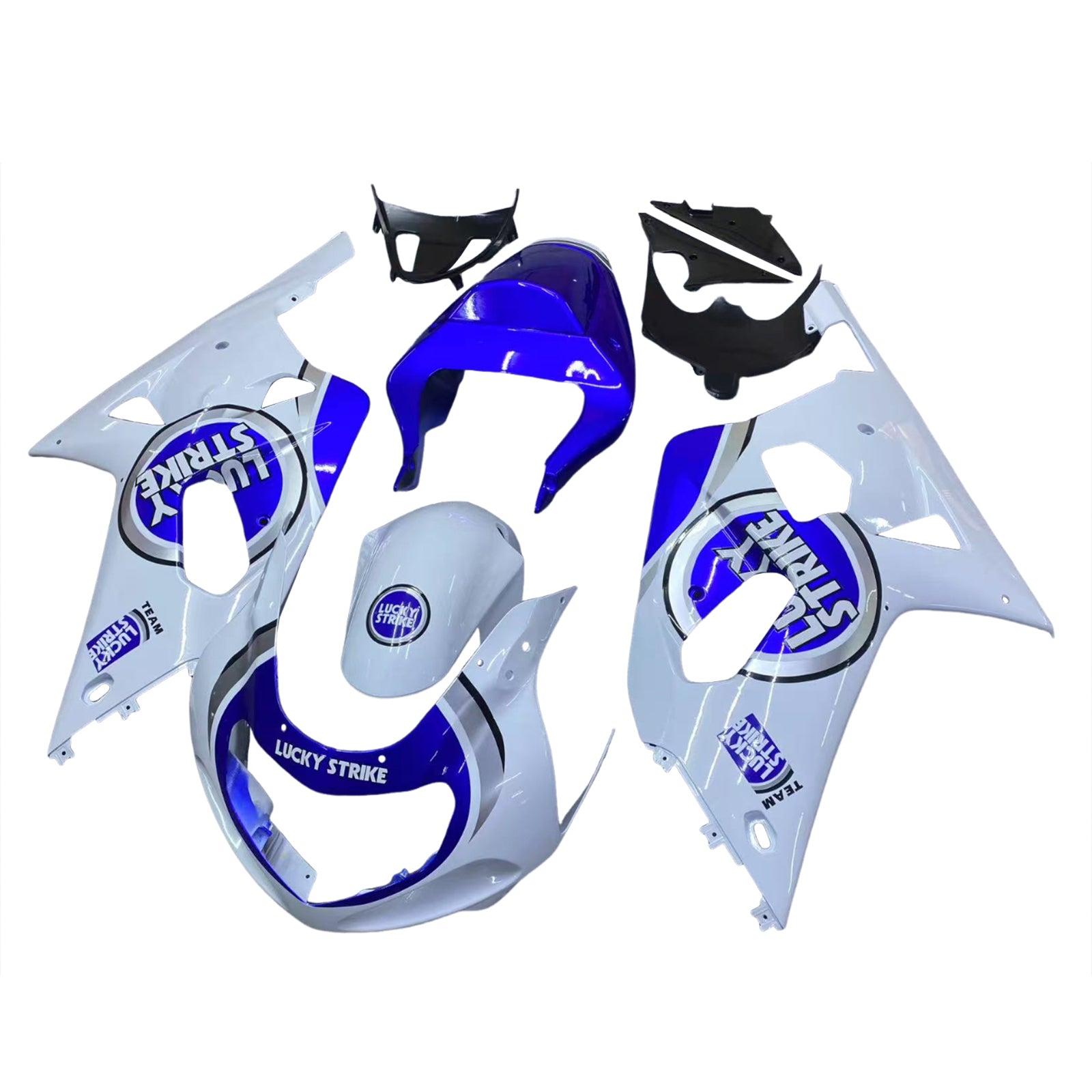 Amotopart 2001-2003 GSXR600 2000-2003 GSXR750 K1 Suzuki White with Blue Emblems Fairing Kit
