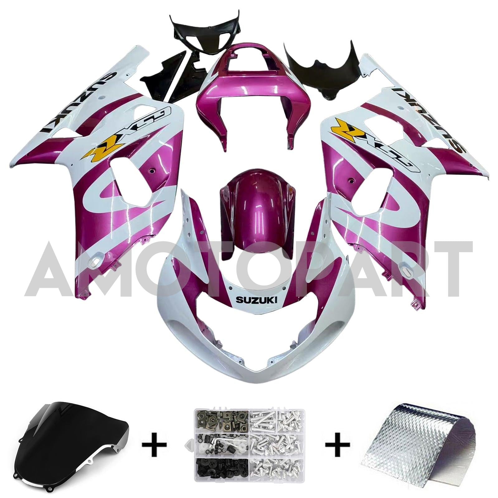 Amotopart 2001-2003 GSXR600 2000-2003 GSXR750 K1 Suzuki Purple White Fairing Kit