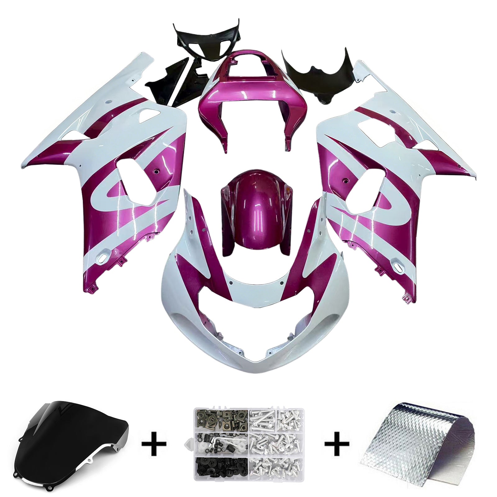 Amotopart 2001-2003 GSXR600 2000-2003 GSXR750 K1 Suzuki Purple White Fairing Kit