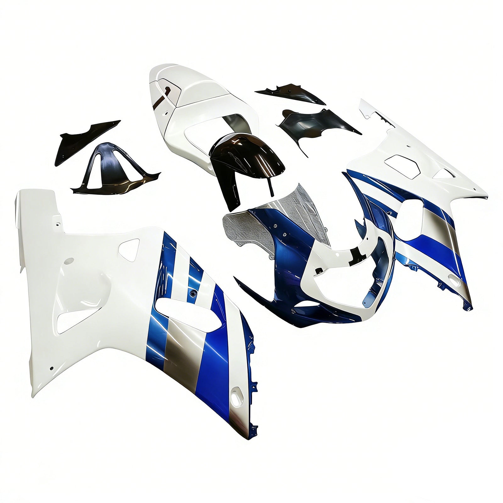 Amotopart 2001-2003 GSXR600 2000-2003 GSXR750 K1 Suzuki Blue White Fairing Kit