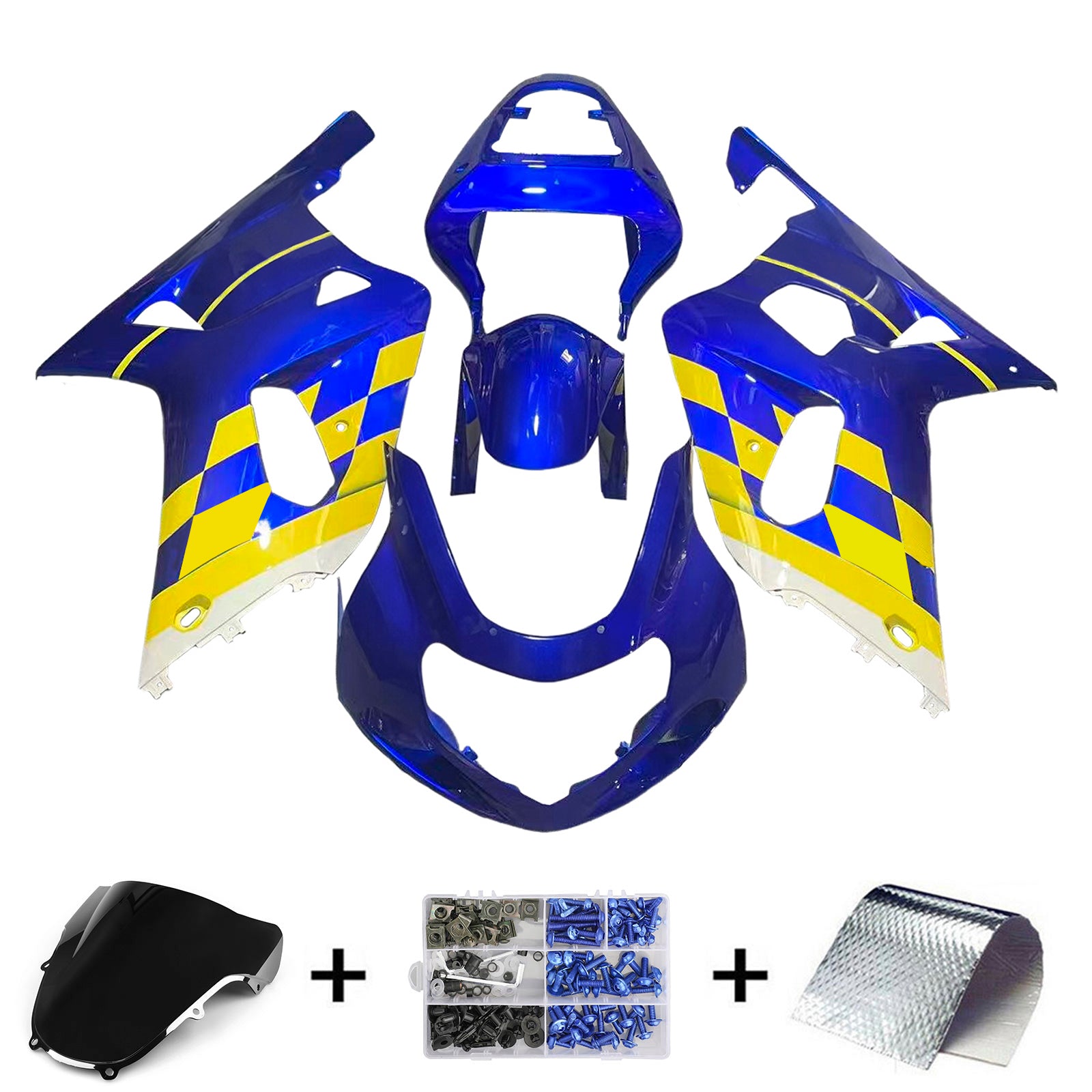 Amotopart 2001-2003 GSXR600 2000-2003 GSXR750 K1 Suzuki Blue Yellow Fairing Kit