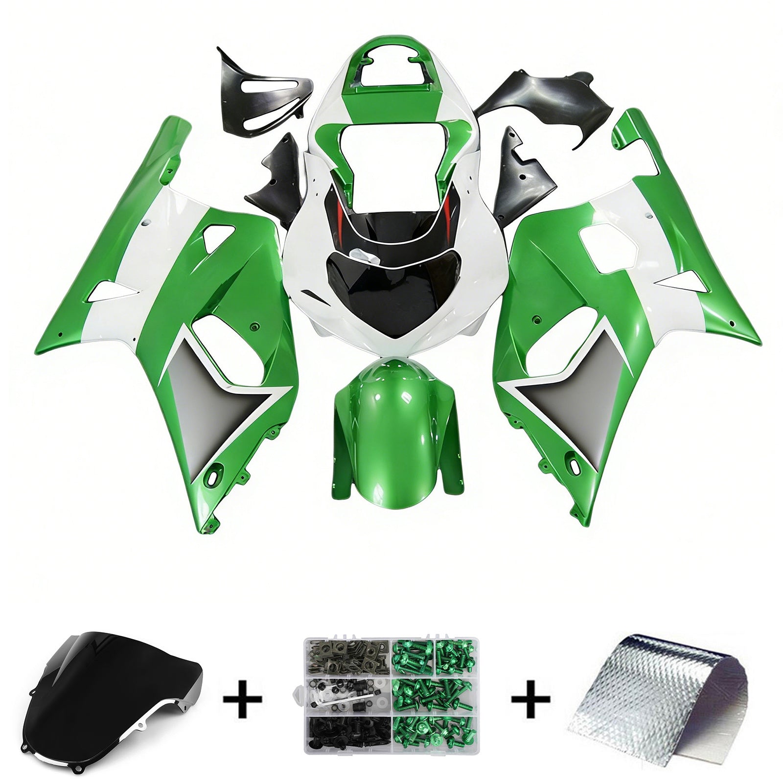 Amotopart 2001-2003 GSXR600 2000-2003 GSXR750 K1 Suzuki Green White Fairing Kit