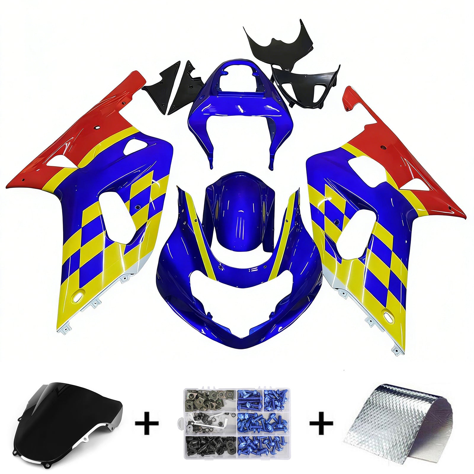 Amotopart 2001-2003 GSXR600 2000-2003 GSXR750 K1 Suzuki Red Blue Fairing Kit