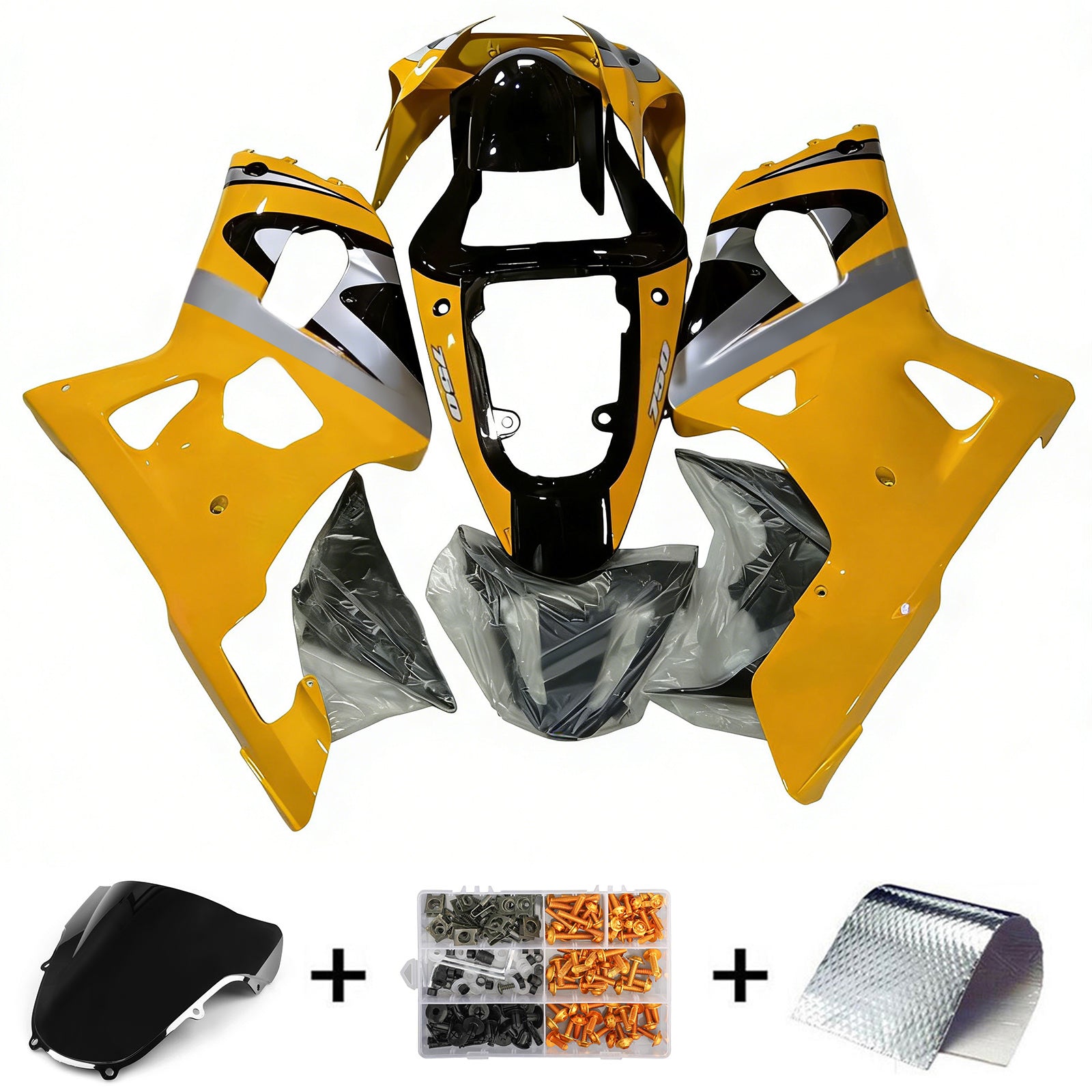 Amotopart 2001-2003 GSXR600 2000-2003 GSXR750 K1 Suzuki Kit carenatura giallo e grigio