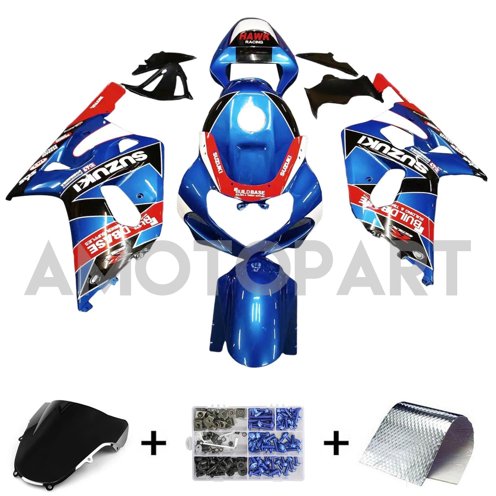 Amotopart 2001-2003 GSXR600 2000-2003 GSXR750 K1 Suzuki Blue Red Fairing Kit