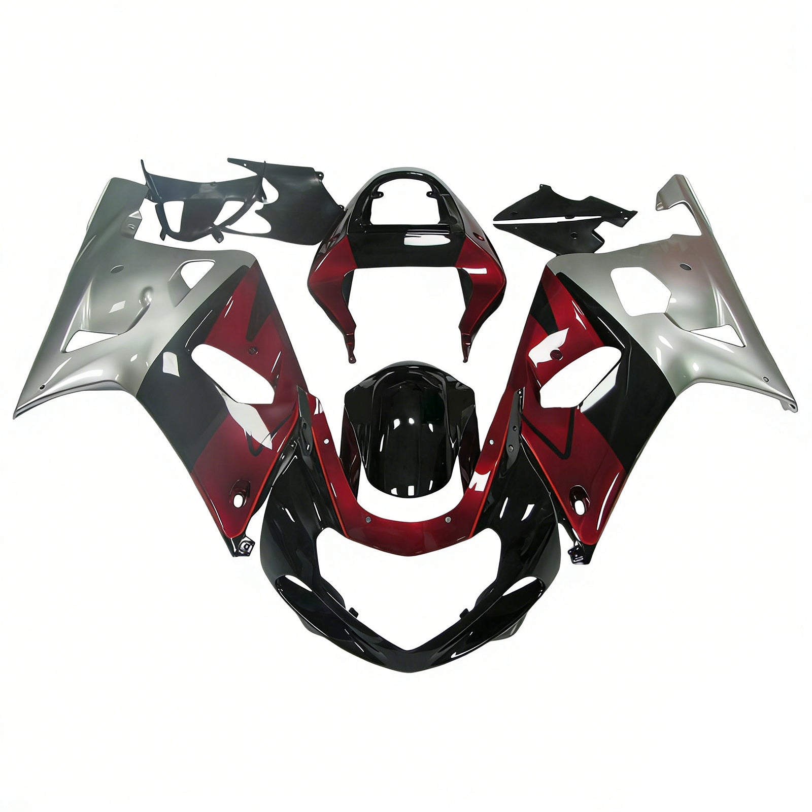 Amotopart 2001-2003 GSXR600 2000-2003 GSXR750 K1 Suzuki Dark Red Grey Fairing Kit