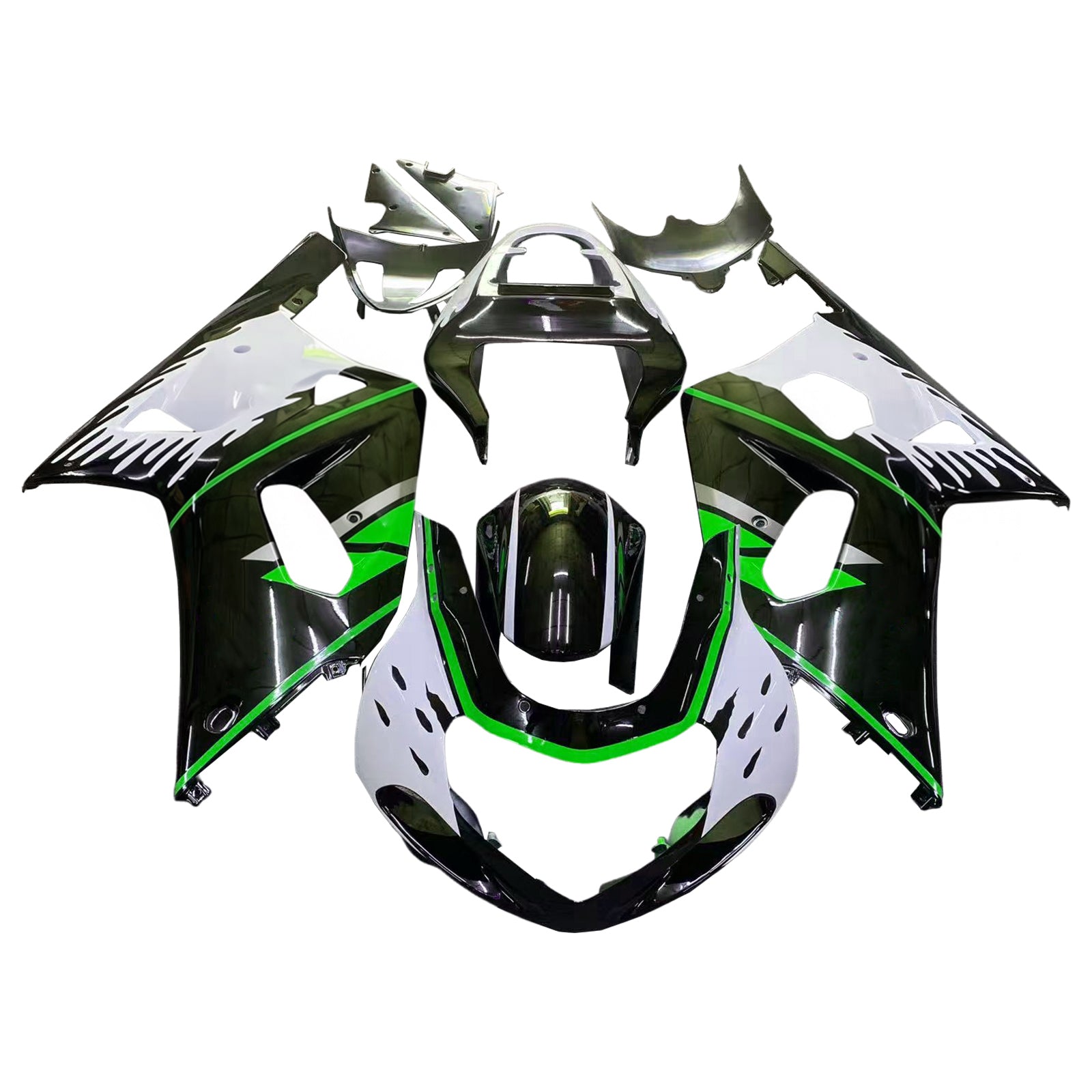 Amotopart 2001-2003 GSXR600 2000-2003 GSXR750 K1 Suzuki Green Black Fairing Kit