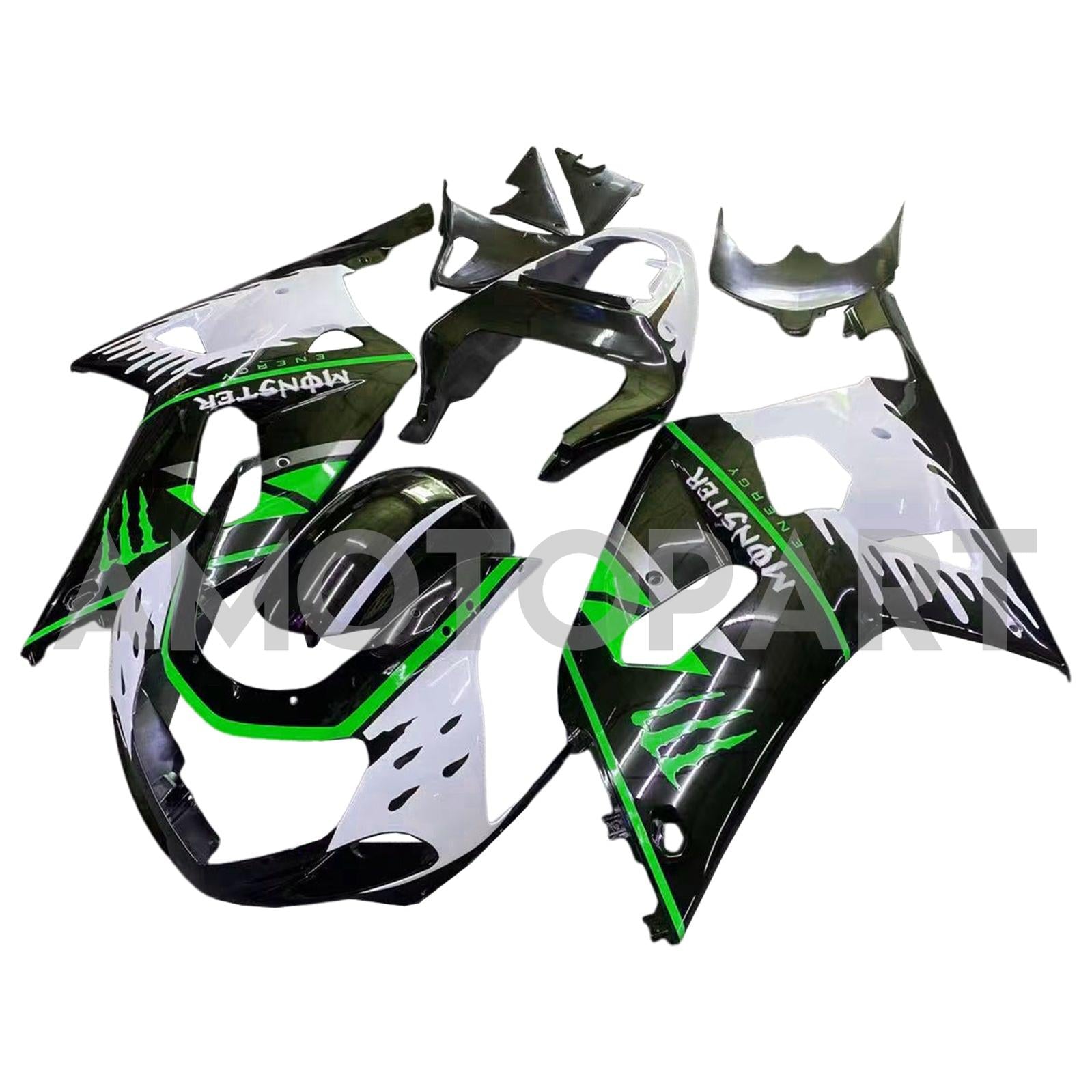 Amotopart 2001-2003 GSXR600 2000-2003 GSXR750 K1 Suzuki Green Black Fairing Kit