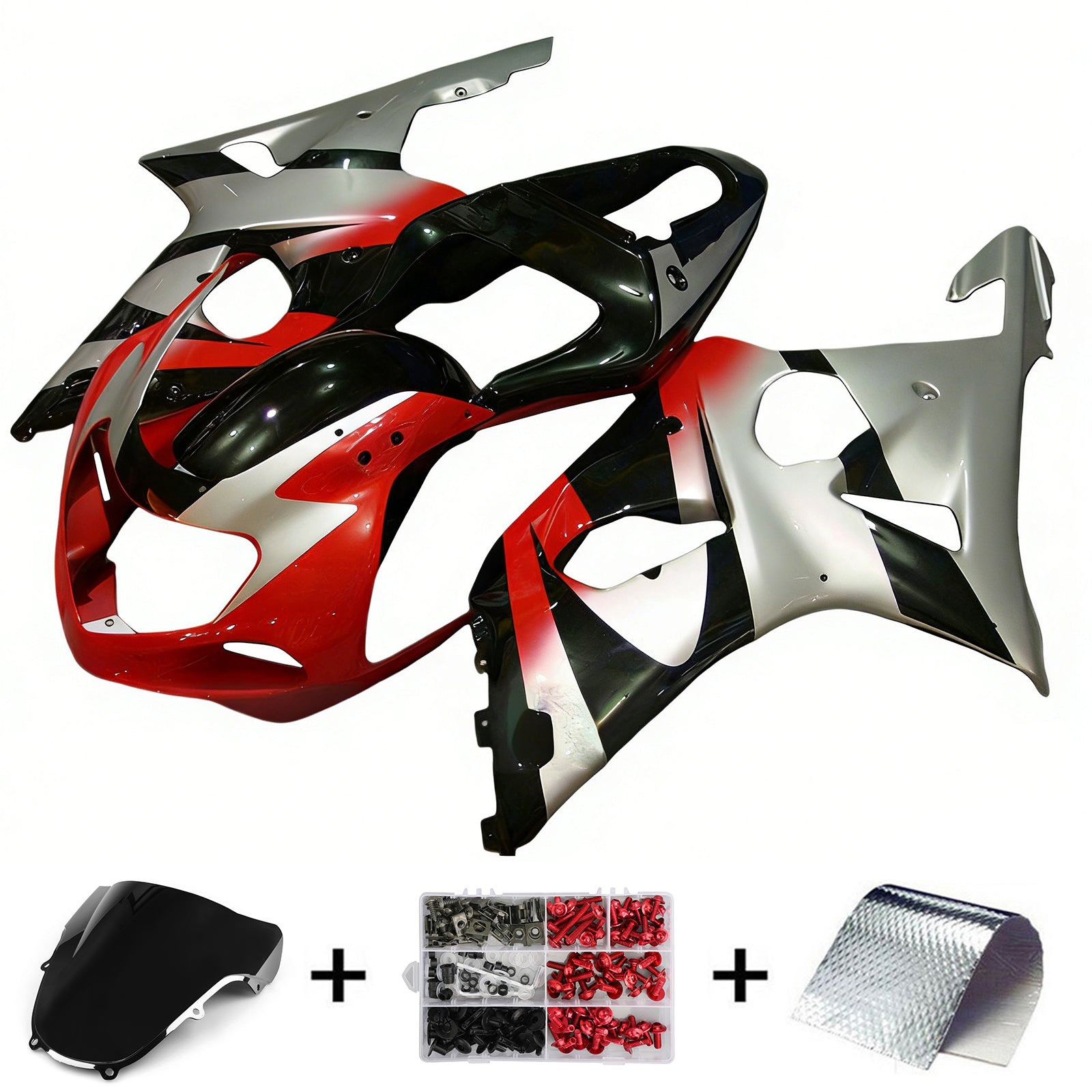 Amotopart 2001-2003 GSXR600 2000-2003 GSXR750 K1 Suzuki Kit carena rosso grigio