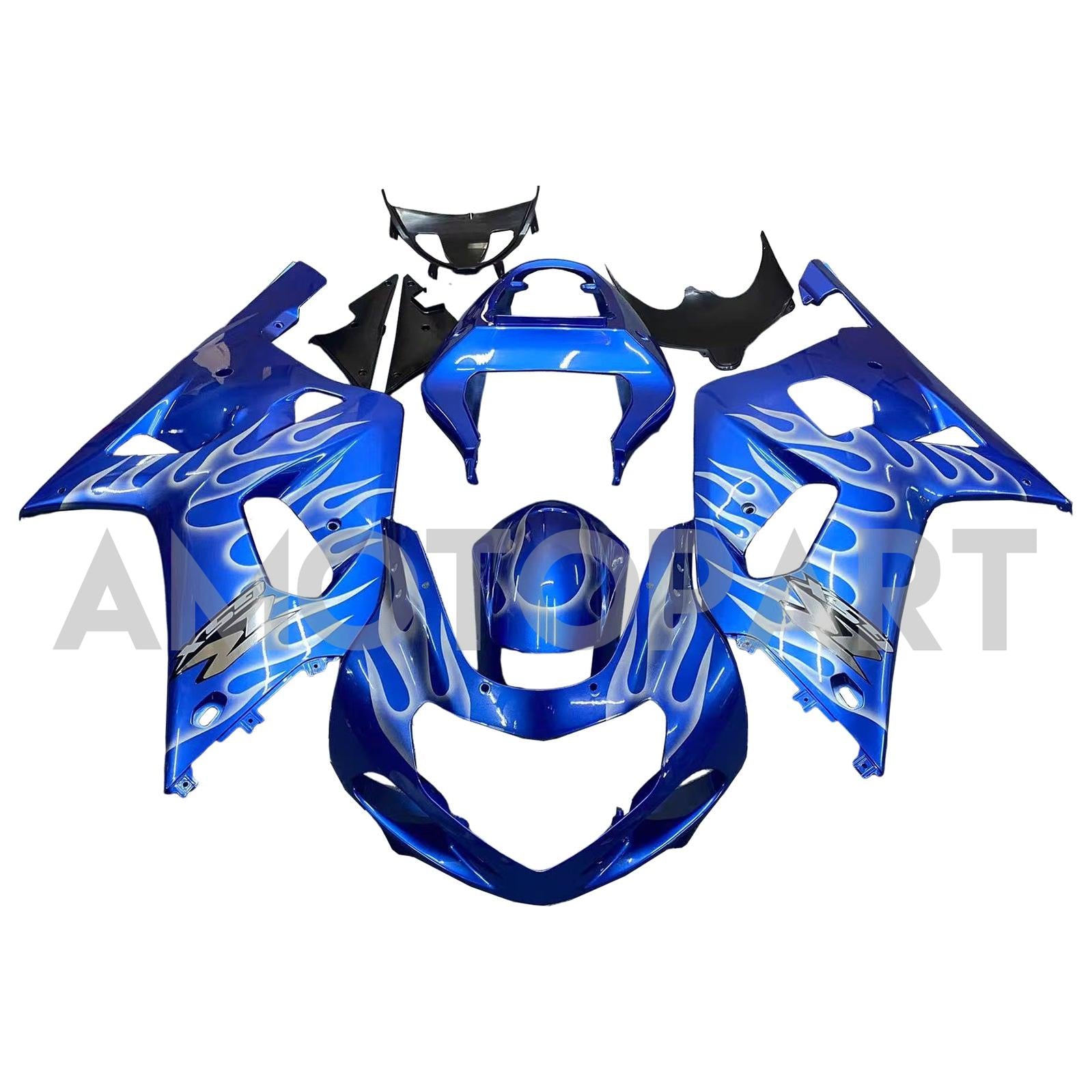 Amotopart 2001-2003 GSXR600 2000-2003 GSXR750 K1 Suzuki Blue mit Flammenverkleidungskit