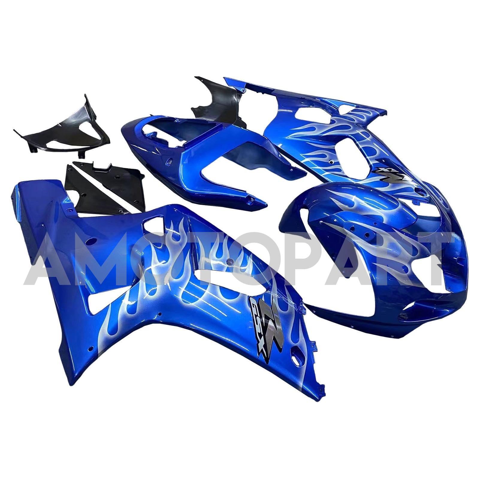 Amotopart 2001-2003 GSXR600 2000-2003 GSXR750 K1 Suzuki Blue mit Flammenverkleidungskit
