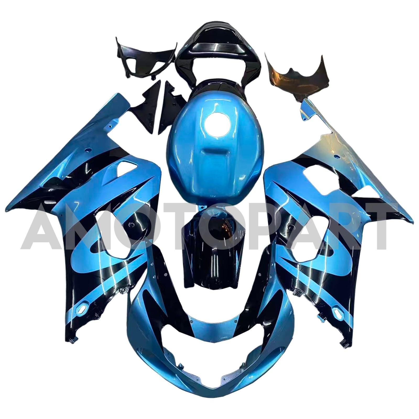 Amotopart Suzuki 00-03 GSXR 750 & 01-03 GSXR 600 Schwarz Hellblau Verkleidungssatz