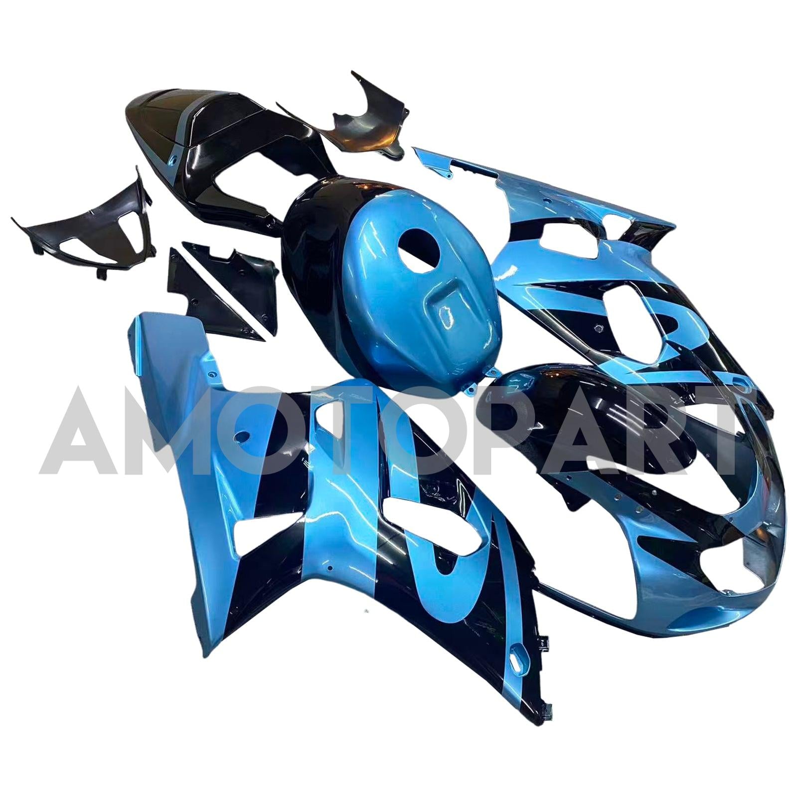 Amotopart Suzuki 00-03 GSXR 750 & 01-03 GSXR 600 Schwarz Hellblau Verkleidungssatz