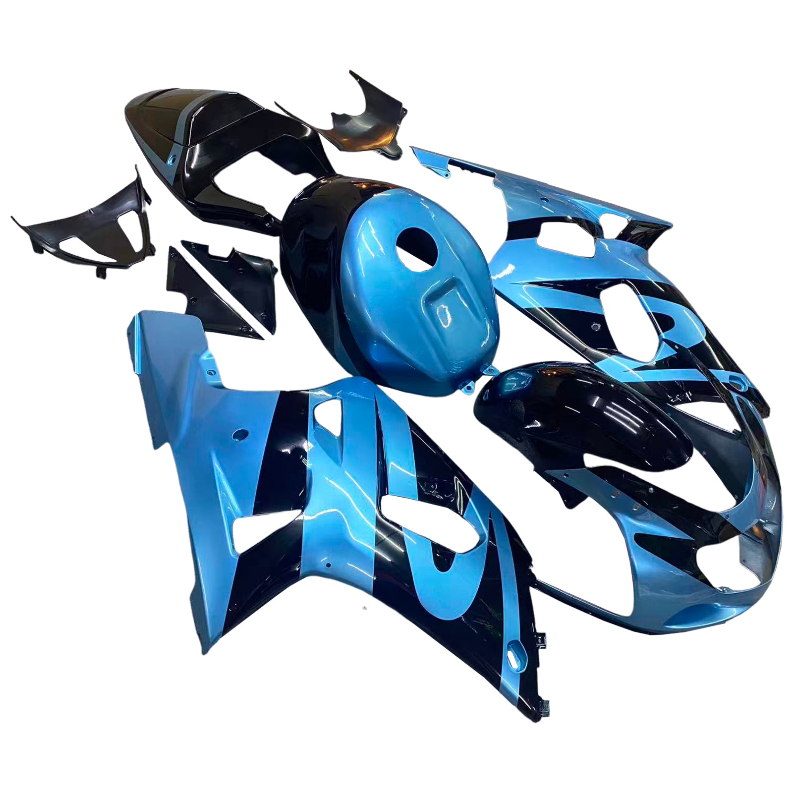 Amotopart Suzuki 00-03 GSXR 750 & 01-03 GSXR 600 Black Light Blue Fairing Kit