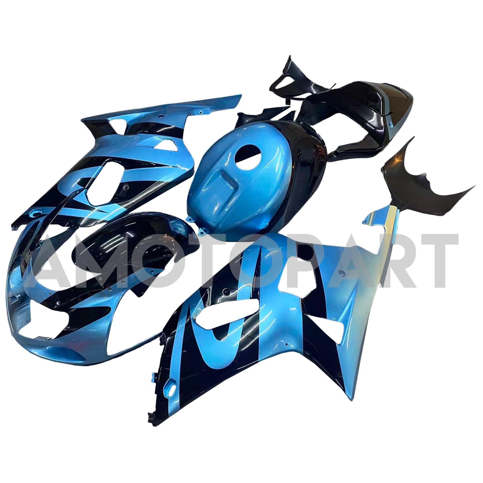 Amotopart Suzuki 00-03 GSXR 750 & 01-03 GSXR 600 Schwarz Hellblau Verkleidungssatz