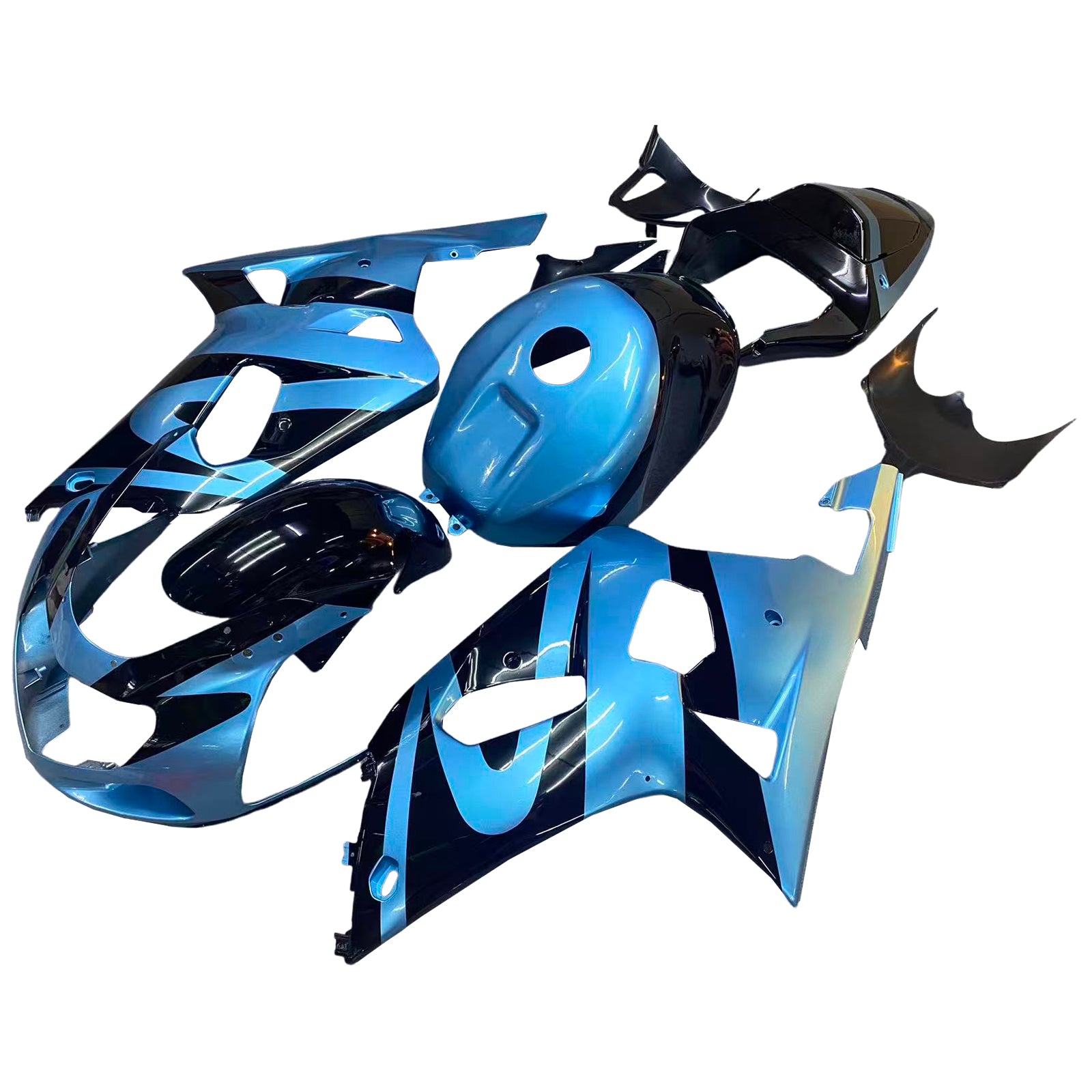 Amotopart Suzuki 00-03 GSXR 750 & 01-03 GSXR 600 Black Light Blue Fairing Kit