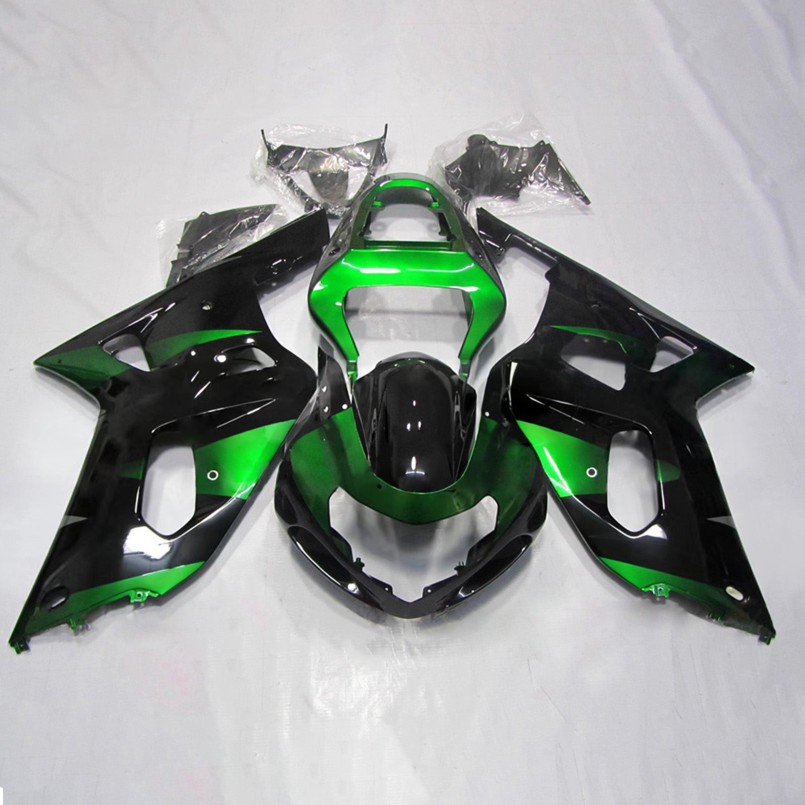 Amotopart Suzuki 2001-2003 GSXR 600 2000-2003 GSXR 750 Kit de carenado negro verde blanco